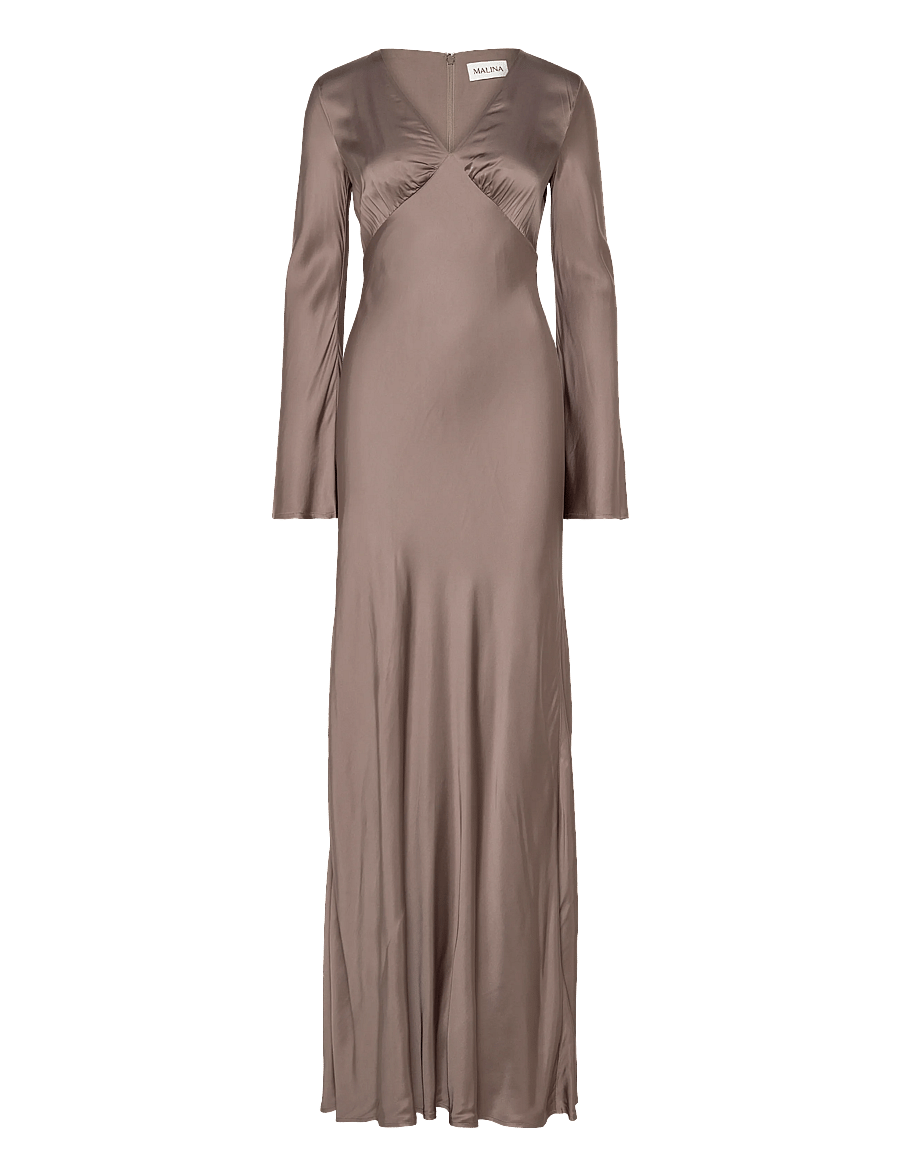 Malina - Carolina Flared Sleeve Satin Maxi Dress - aftenkjoler - graphite - 1