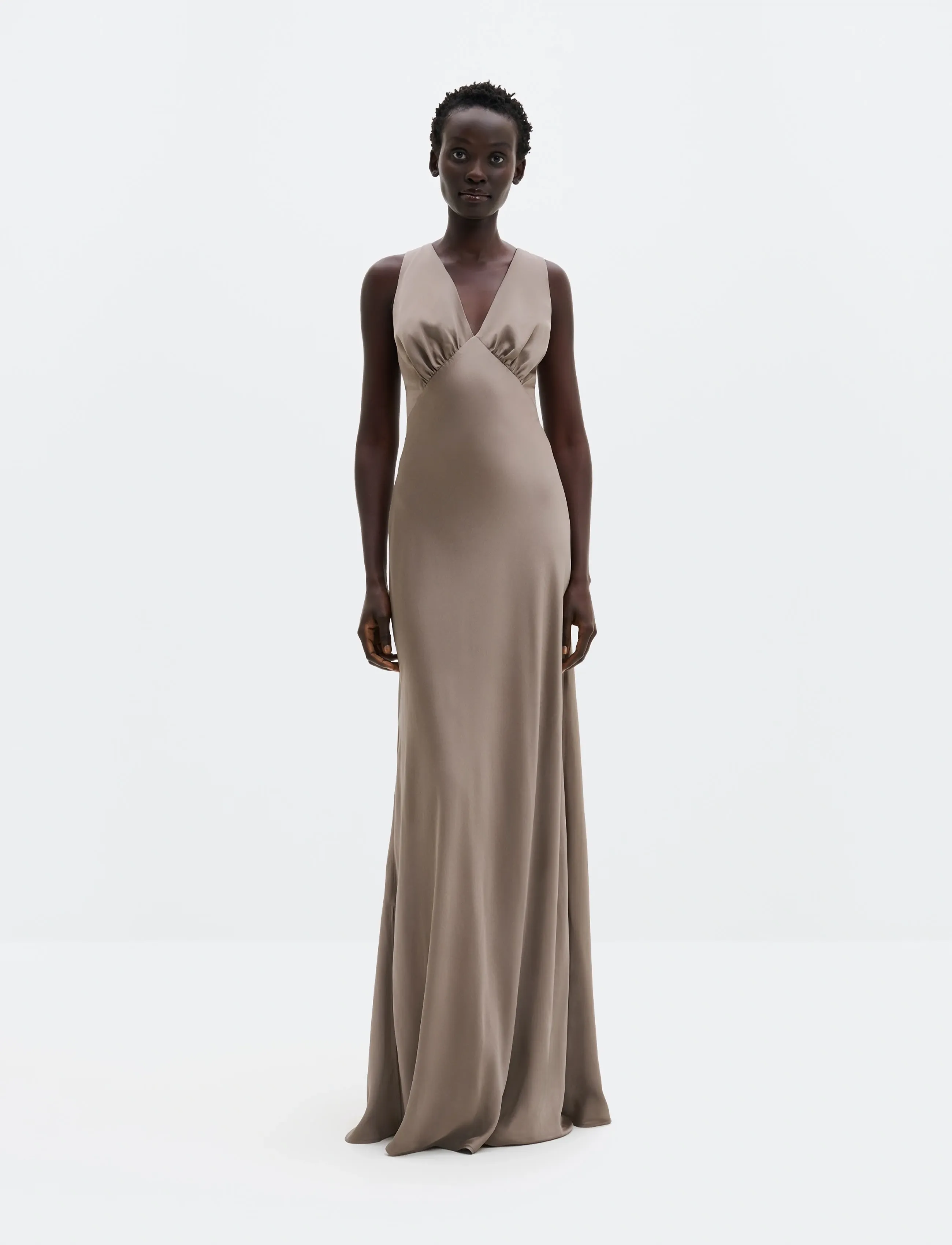 Malina Thelma Open Back Satin Maxi Dress - Kleidid - GRAPHITE / grey