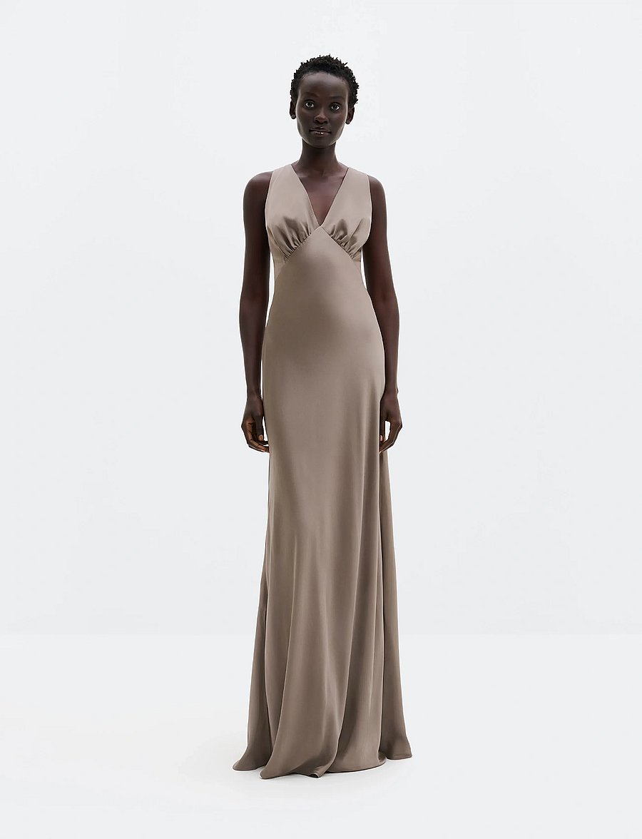 Malina - Thelma Open Back Satin Maxi Dress - maxi dresses - graphite - 0