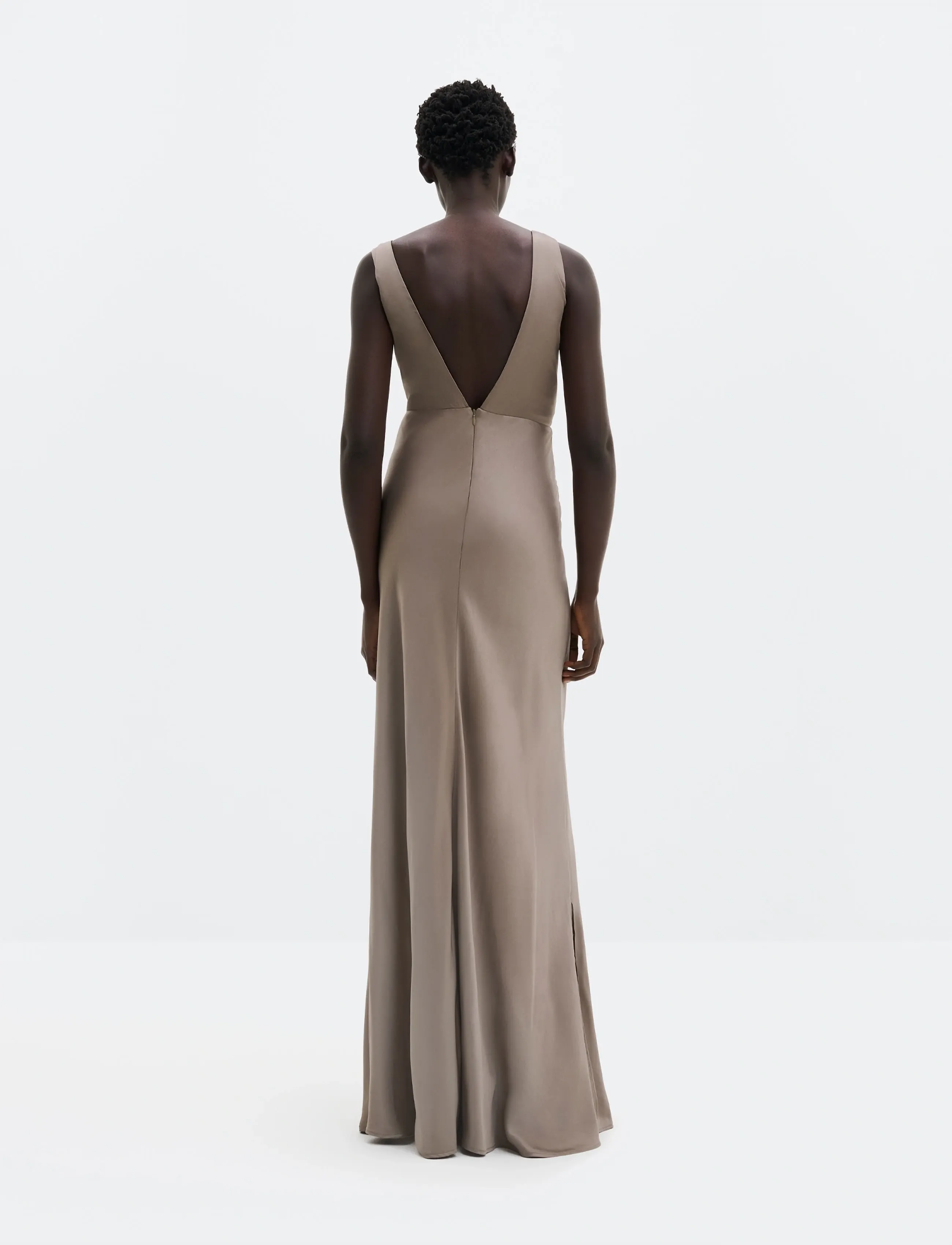 Malina - Thelma Open Back Satin Maxi Dress - maxi dresses - graphite - 4