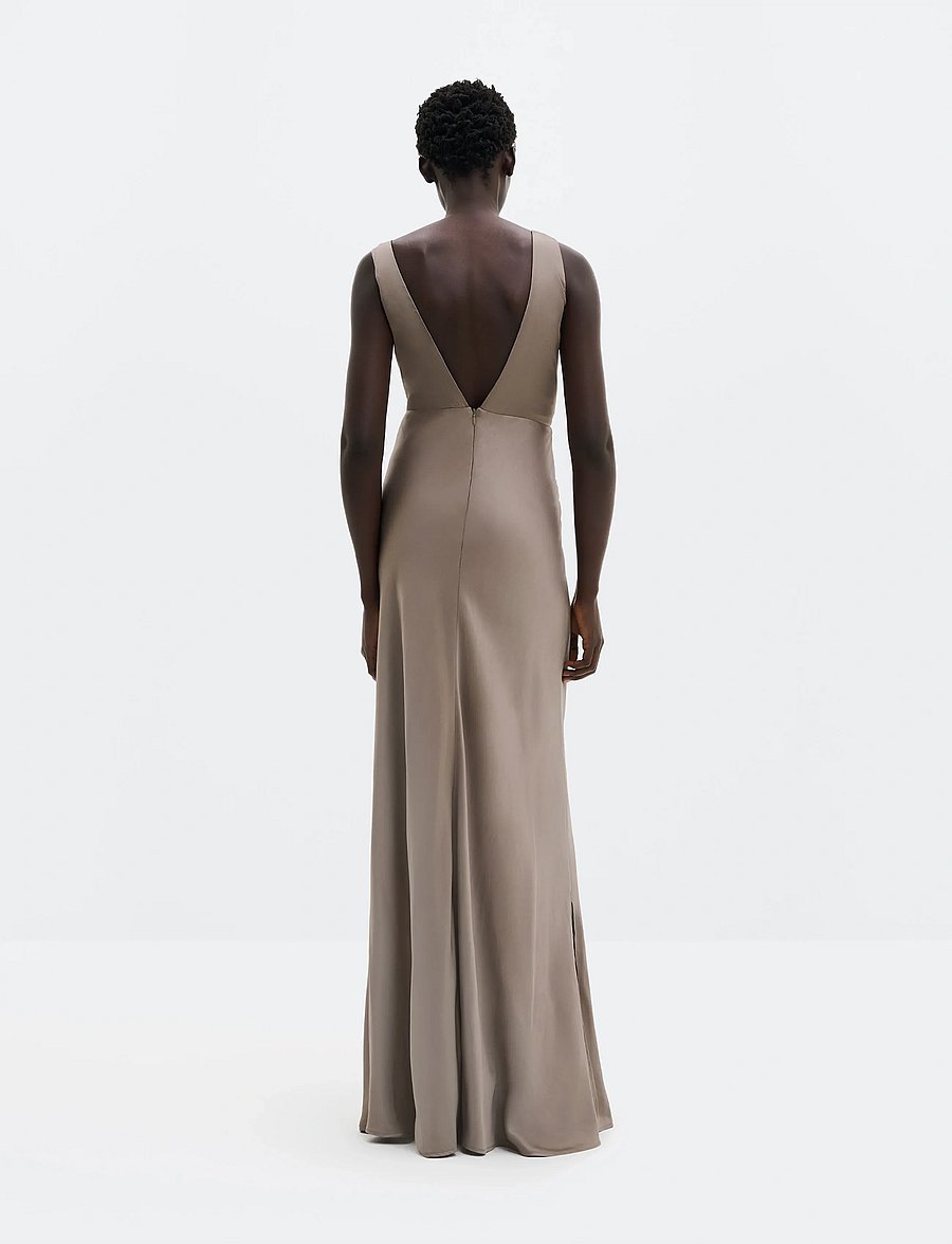 Malina - Thelma Open Back Satin Maxi Dress - maxi dresses - graphite - 4