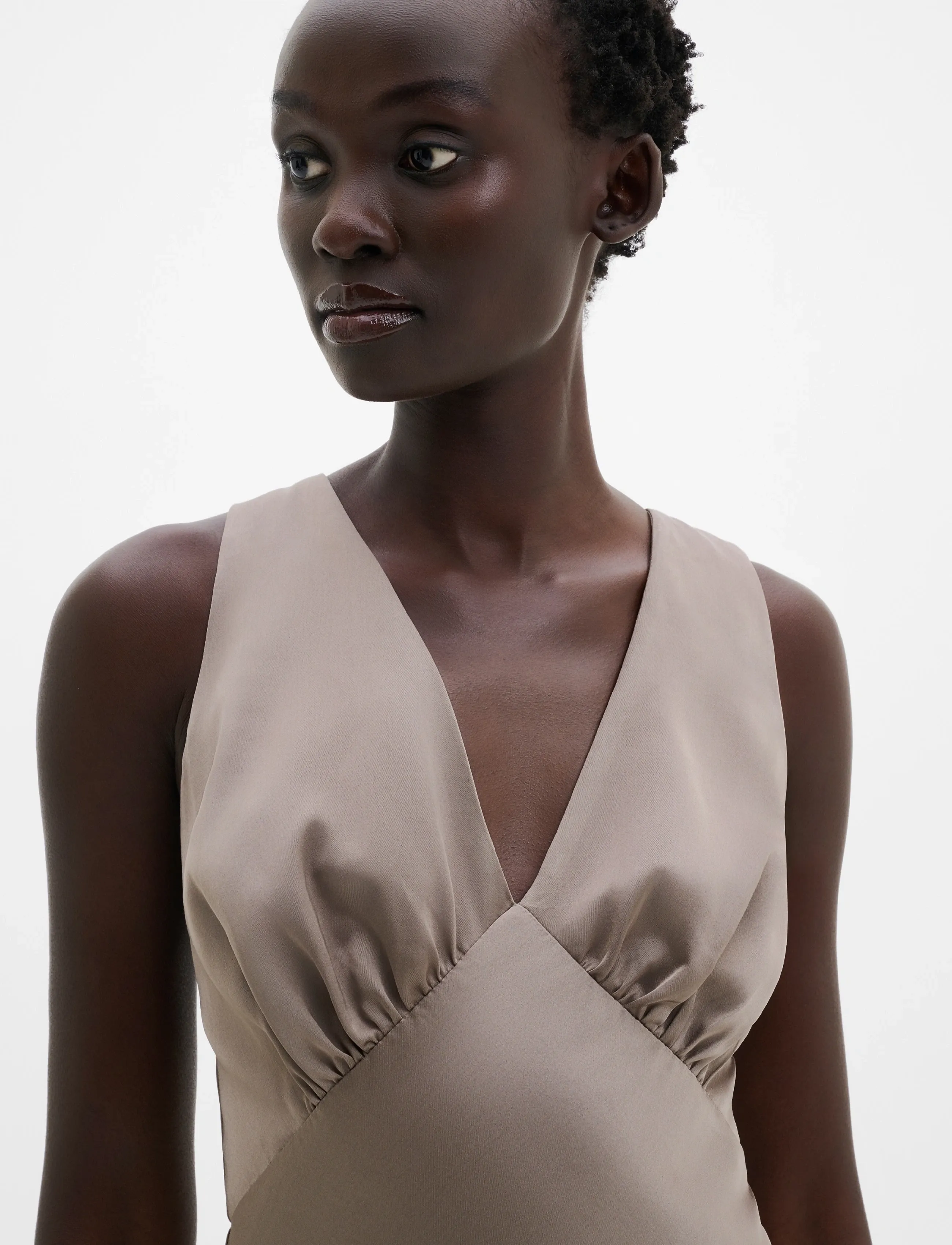 Malina - Thelma Open Back Satin Maxi Dress - maxi dresses - graphite - 5