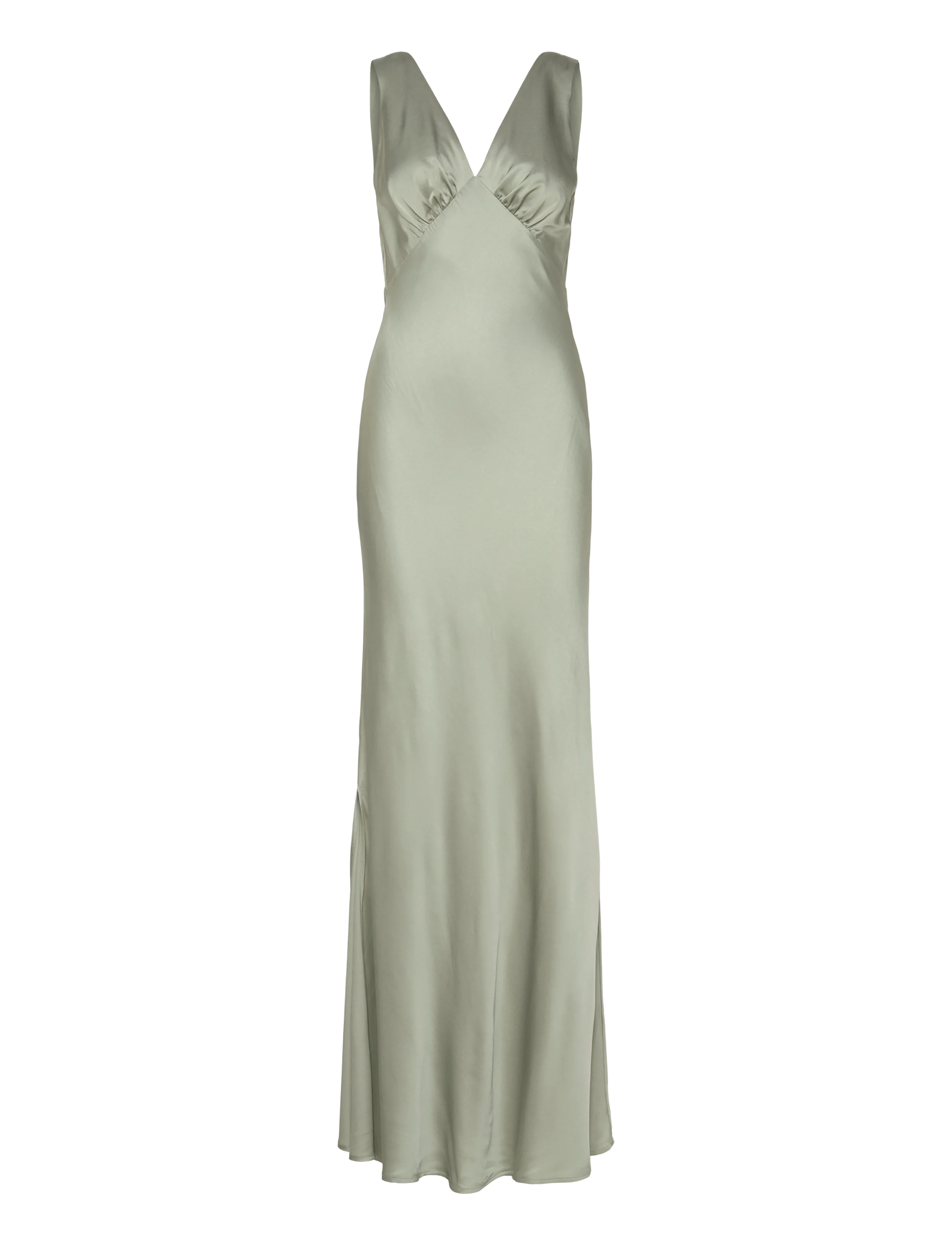 Malina Thelma Open Back Satin Maxi Dress - Clothing - SAGE / green