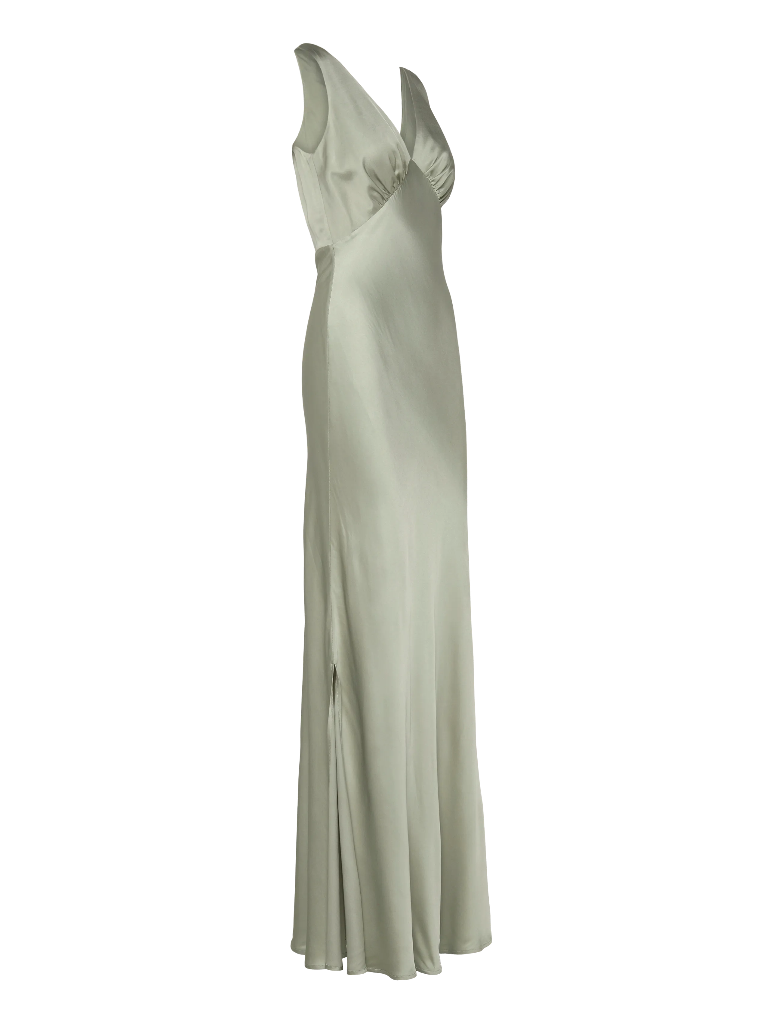 Malina - Thelma Open Back Satin Maxi Dress - maxikjoler - sage - 3