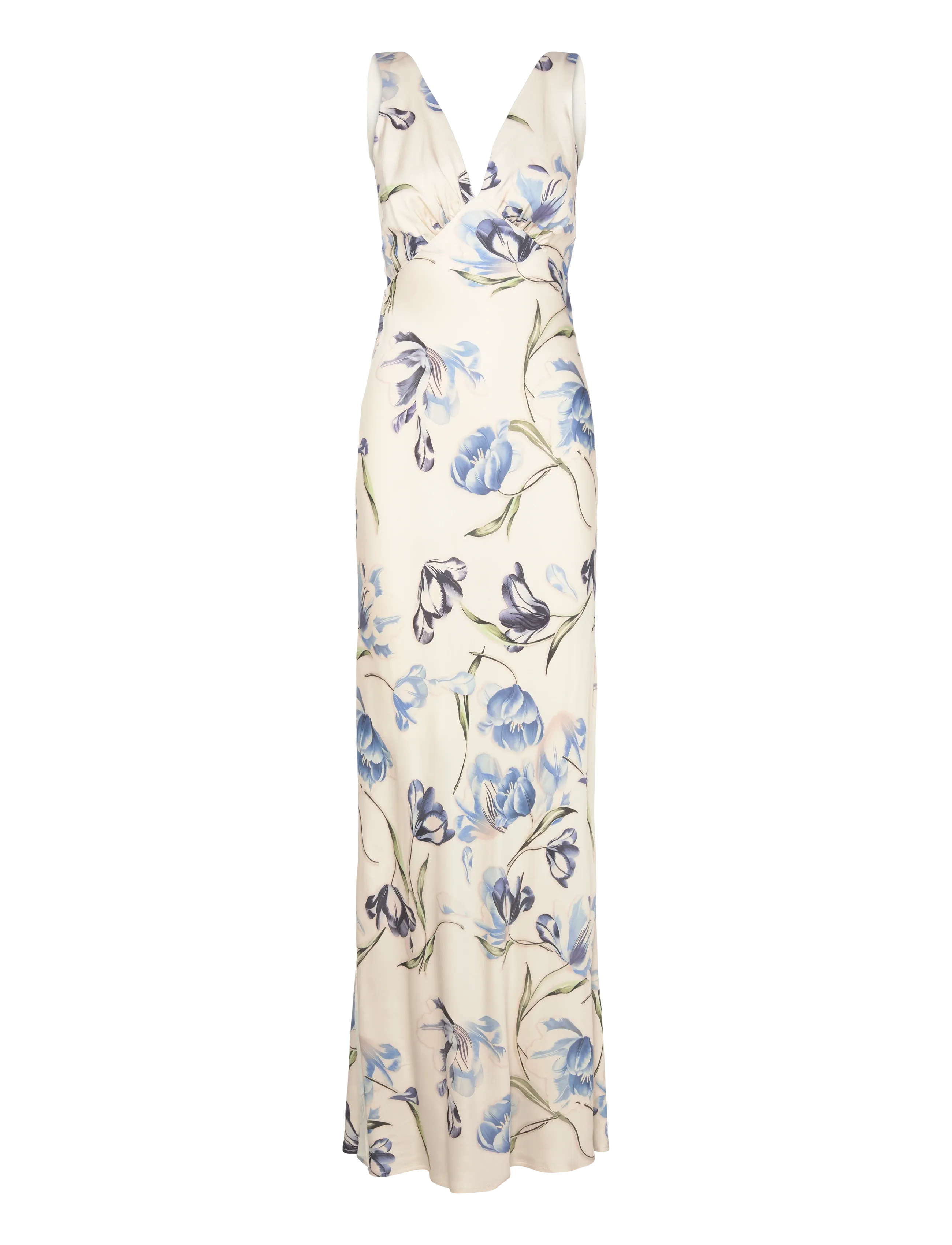 MALINA Thelma Open Back Satin Maxi Kleid Blau - 36 - Damen