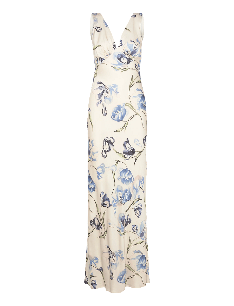 Malina - Thelma Open Back Satin Maxi Dress - maxi dresses - tulip blue - 1