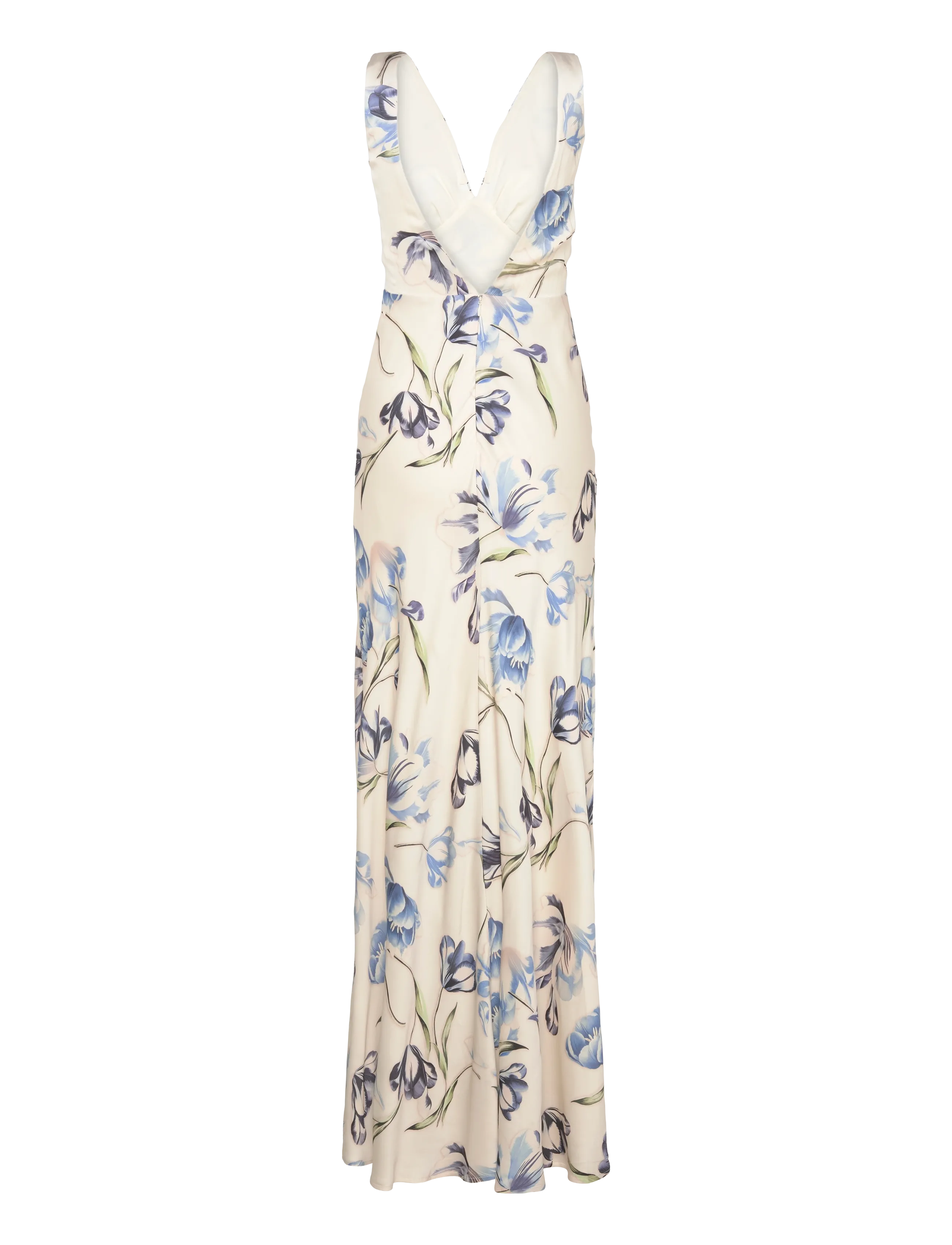 Malina - Thelma Open Back Satin Maxi Dress - maxikjoler - tulip blue - 2