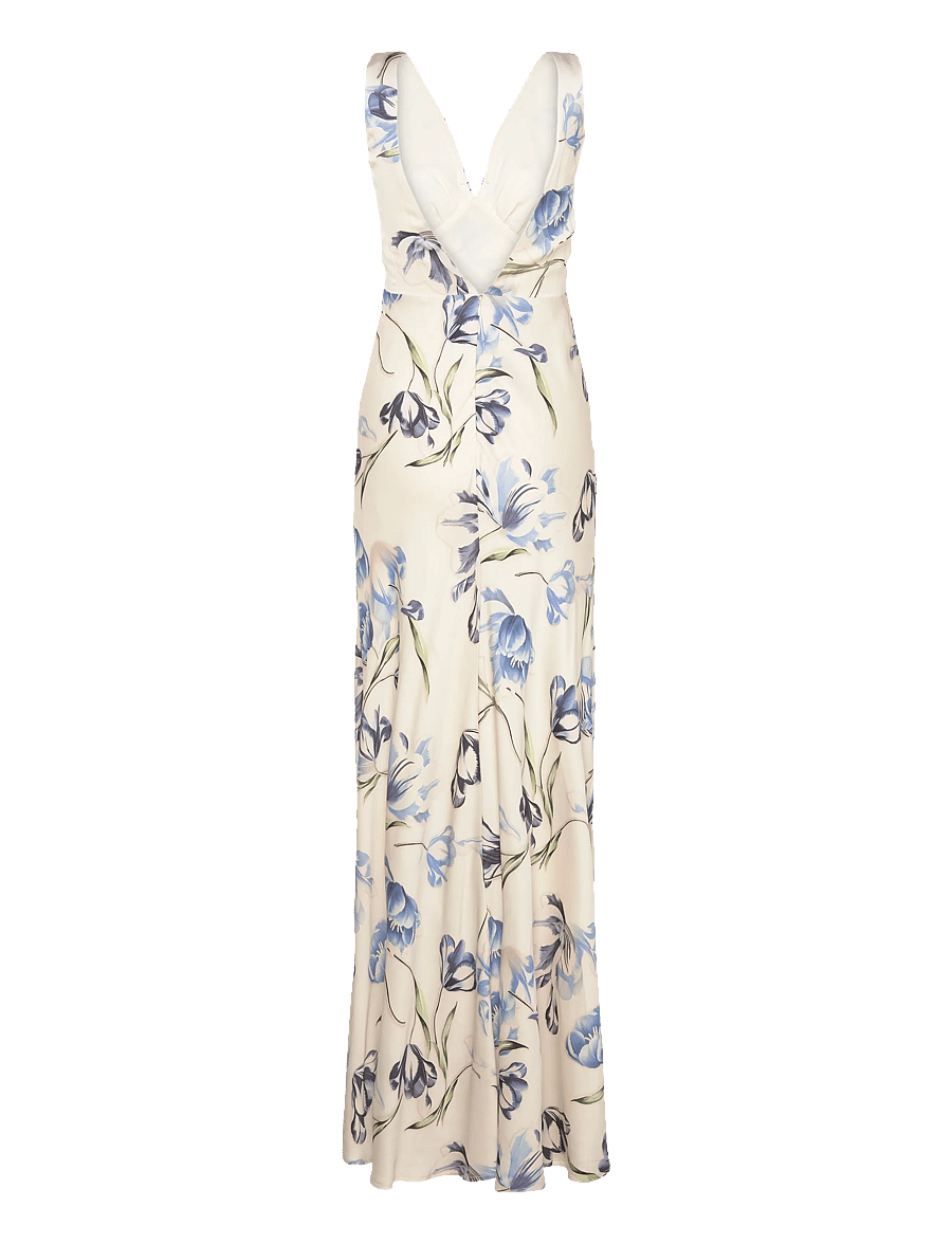 Malina - Thelma Open Back Satin Maxi Dress - maxi dresses - tulip blue - 2