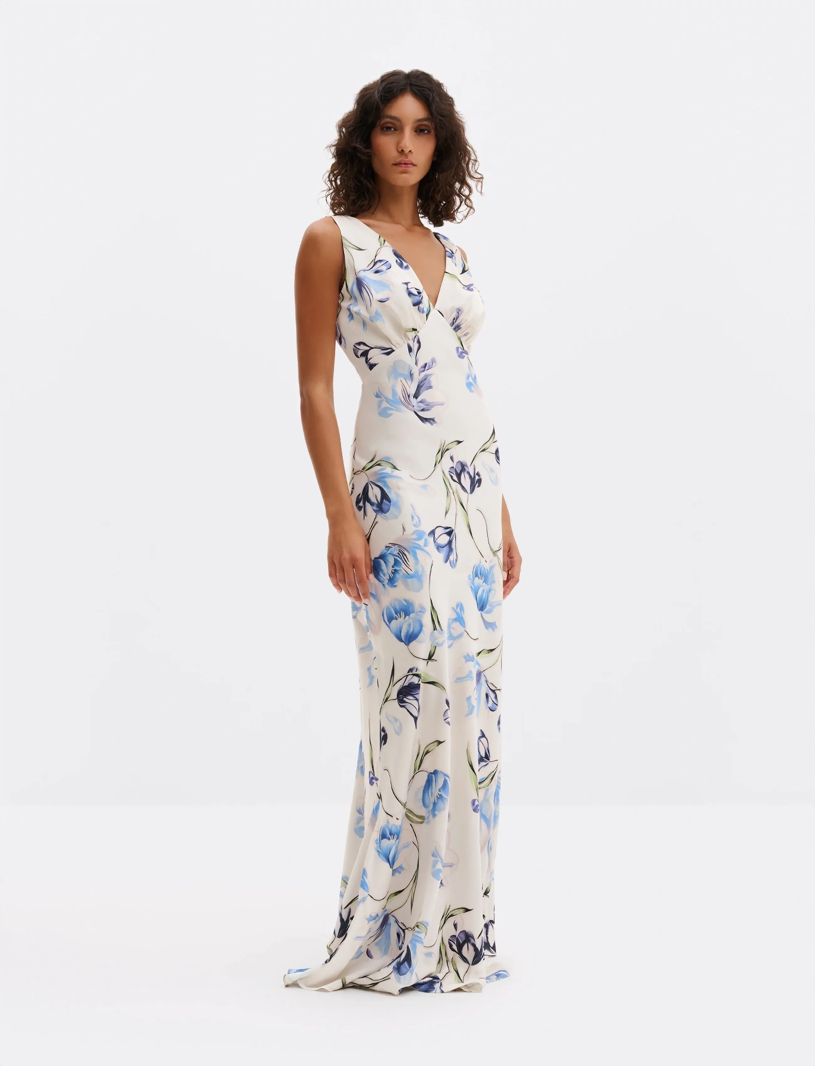 Malina Thelma Open Back Satin Maxi Dress - Kleider - TULIP BLUE / blue