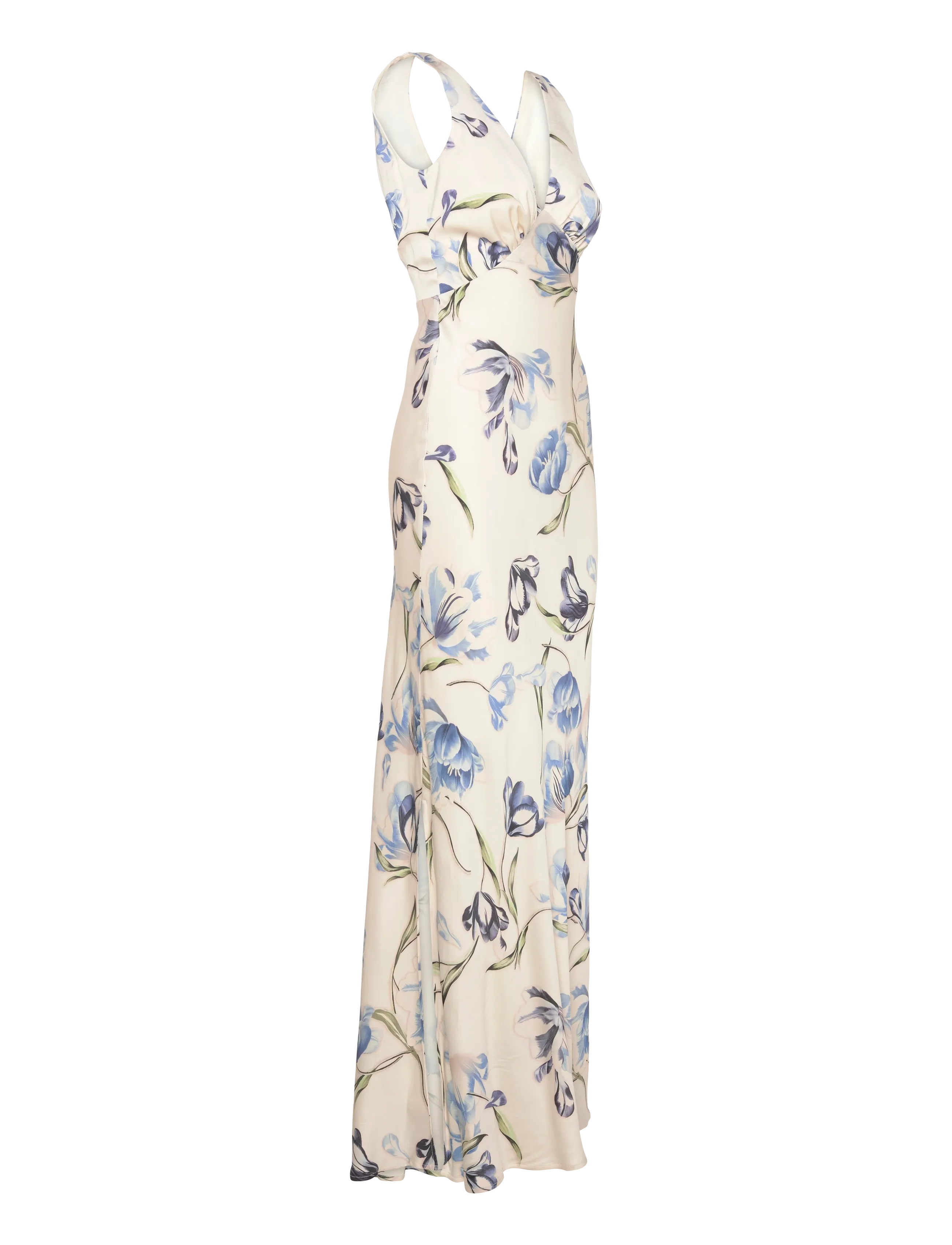 Malina - Thelma Open Back Satin Maxi Dress - maxikjoler - tulip blue - 3