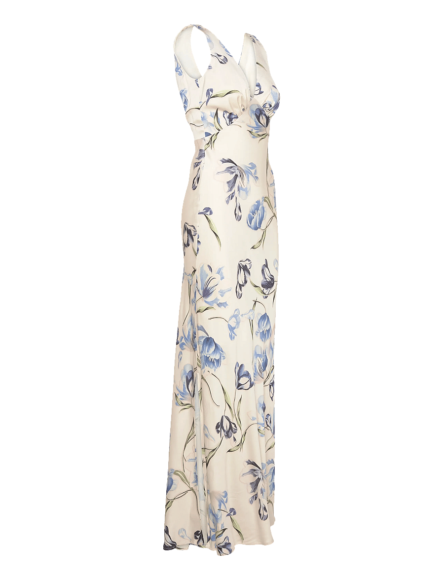 Malina - Thelma Open Back Satin Maxi Dress - maxi dresses - tulip blue - 3