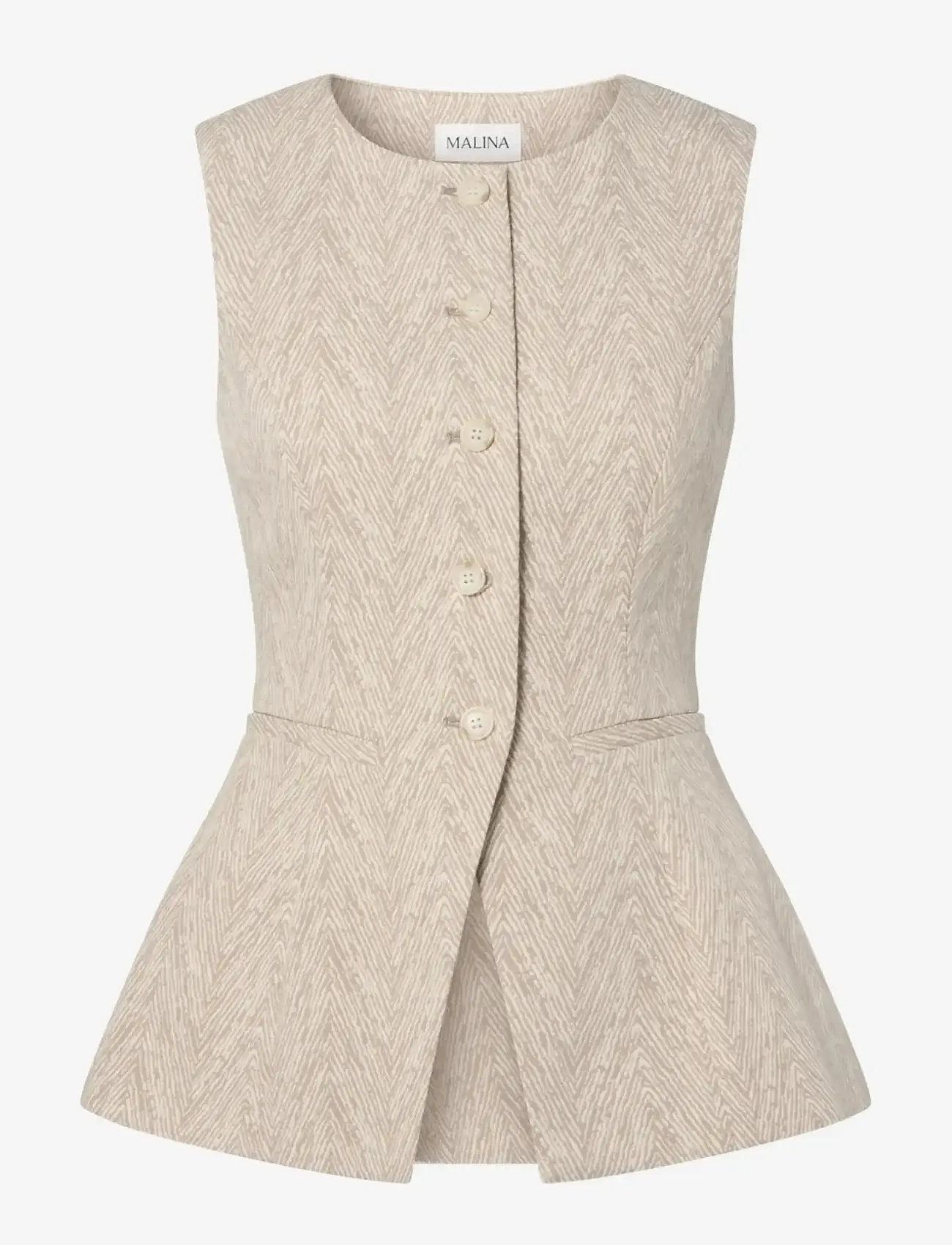 Malina - Cim Peplum Jacquard Vest - kostymvästar - fishbone taupe - 1