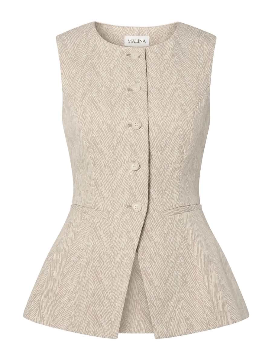 Malina - Cim Peplum Jacquard Vest - confirmation - fishbone taupe - 1