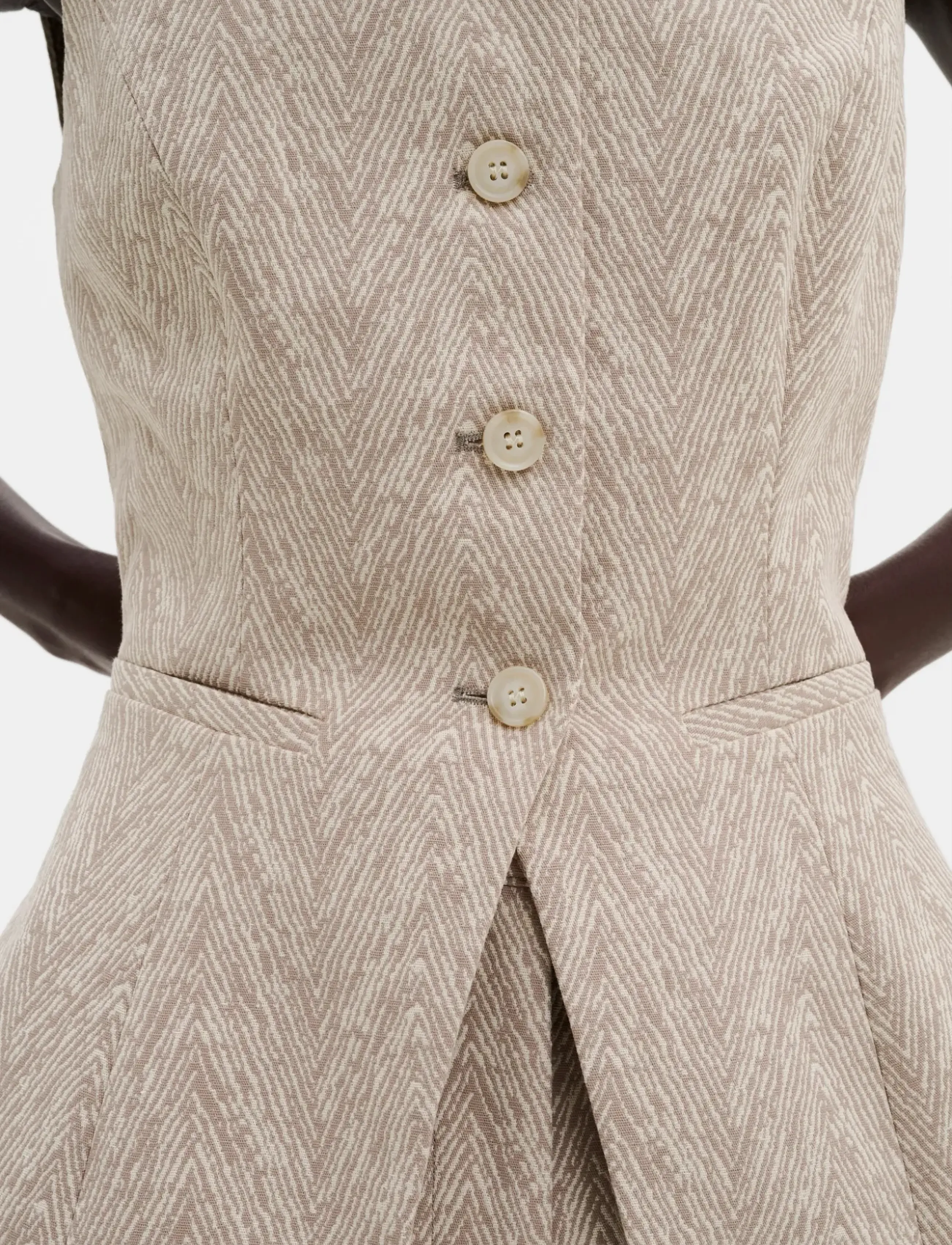Malina - Cim Peplum Jacquard Vest - confirmation - fishbone taupe - 4