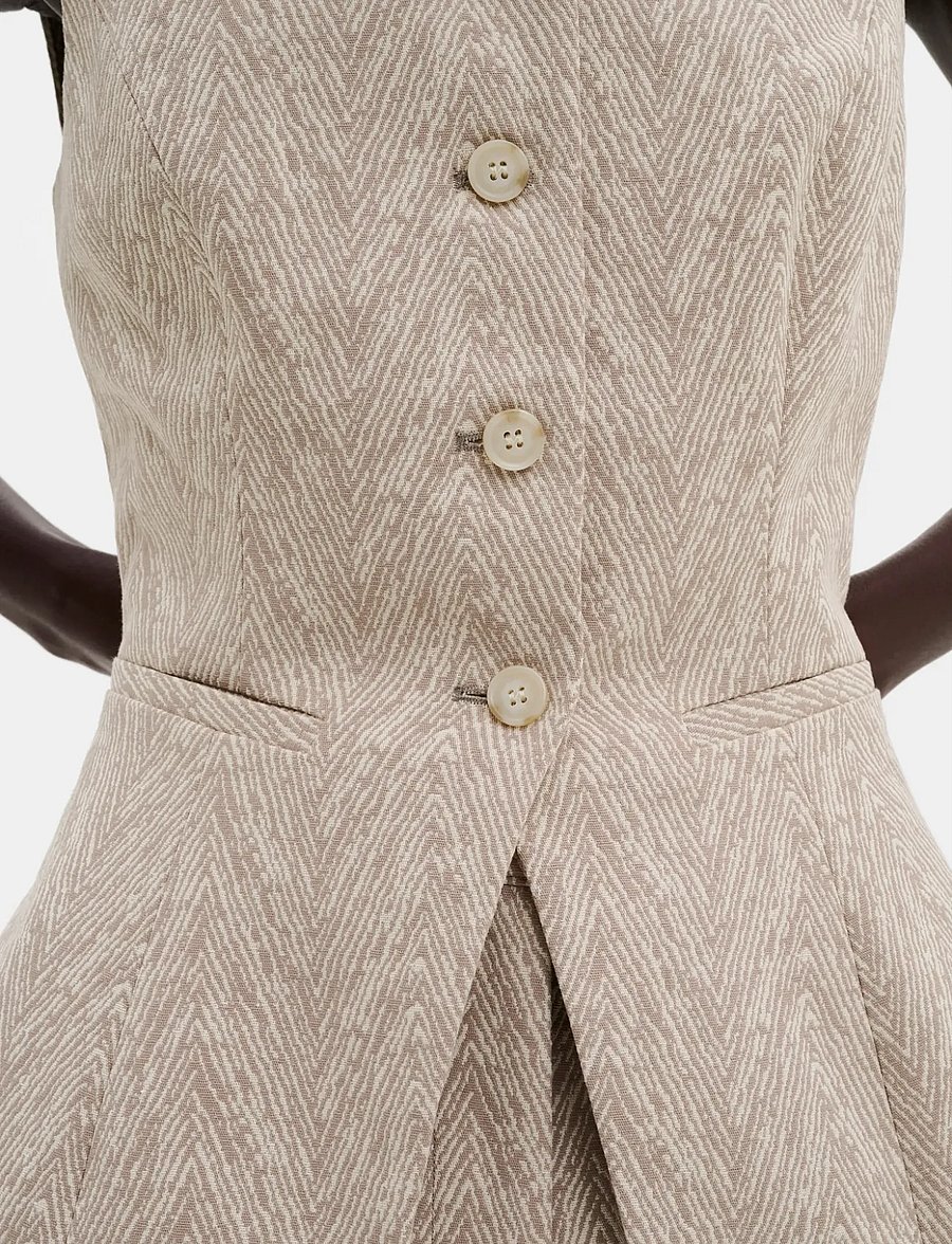 Malina - Cim Peplum Jacquard Vest - confirmation - fishbone taupe - 4