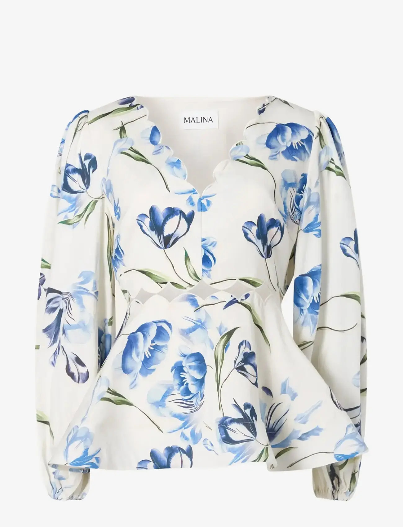 Malina - Maya Scalloped Balloon Sleeve Blouse - langærmede bluser - tulip blue - 1