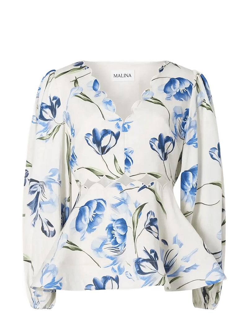 Malina - Maya Scalloped Balloon Sleeve Blouse - langærmede bluser - tulip blue - 1