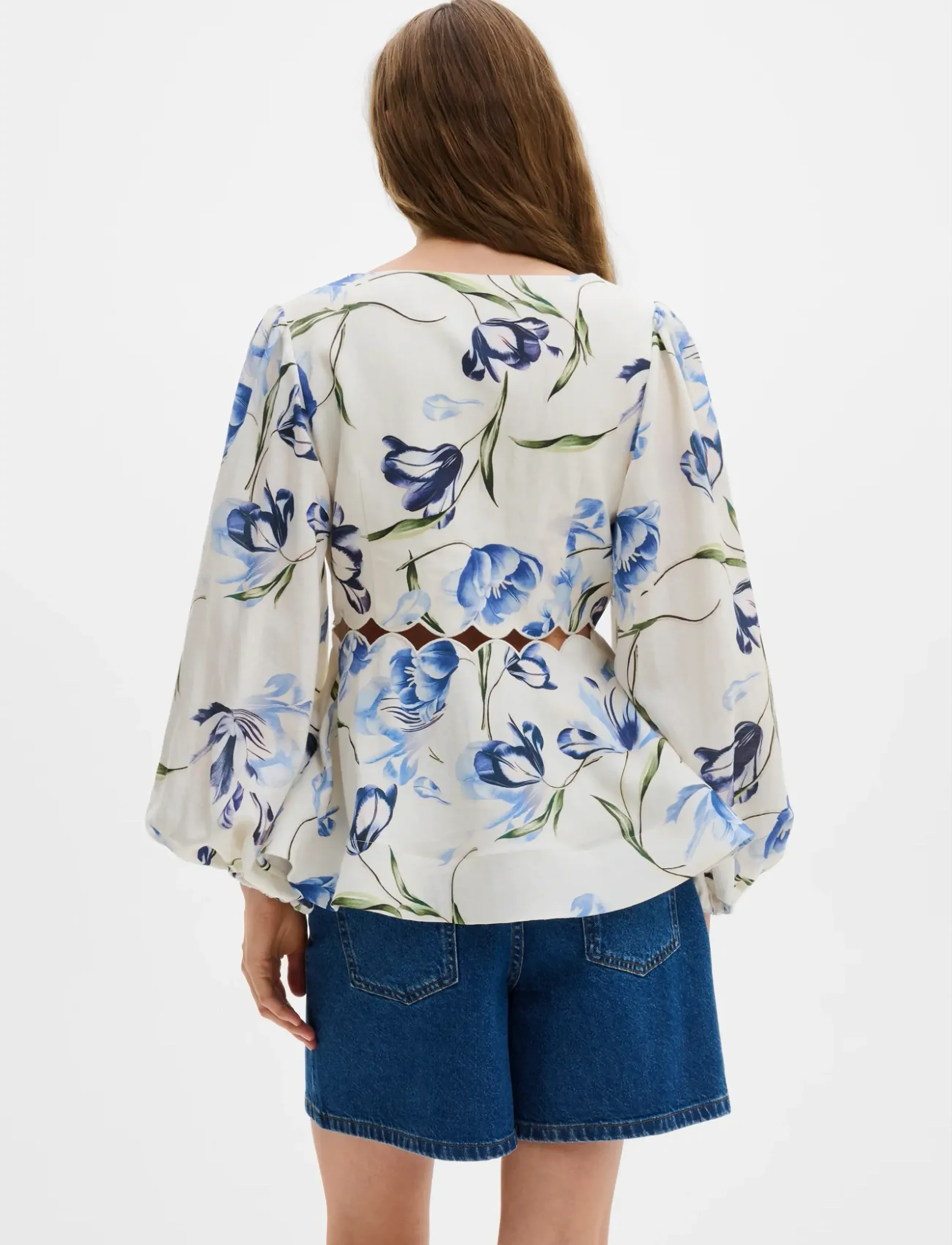 MALINA Maya Scalloped Balloon Sleeve Blouse blusar dam – bild 2