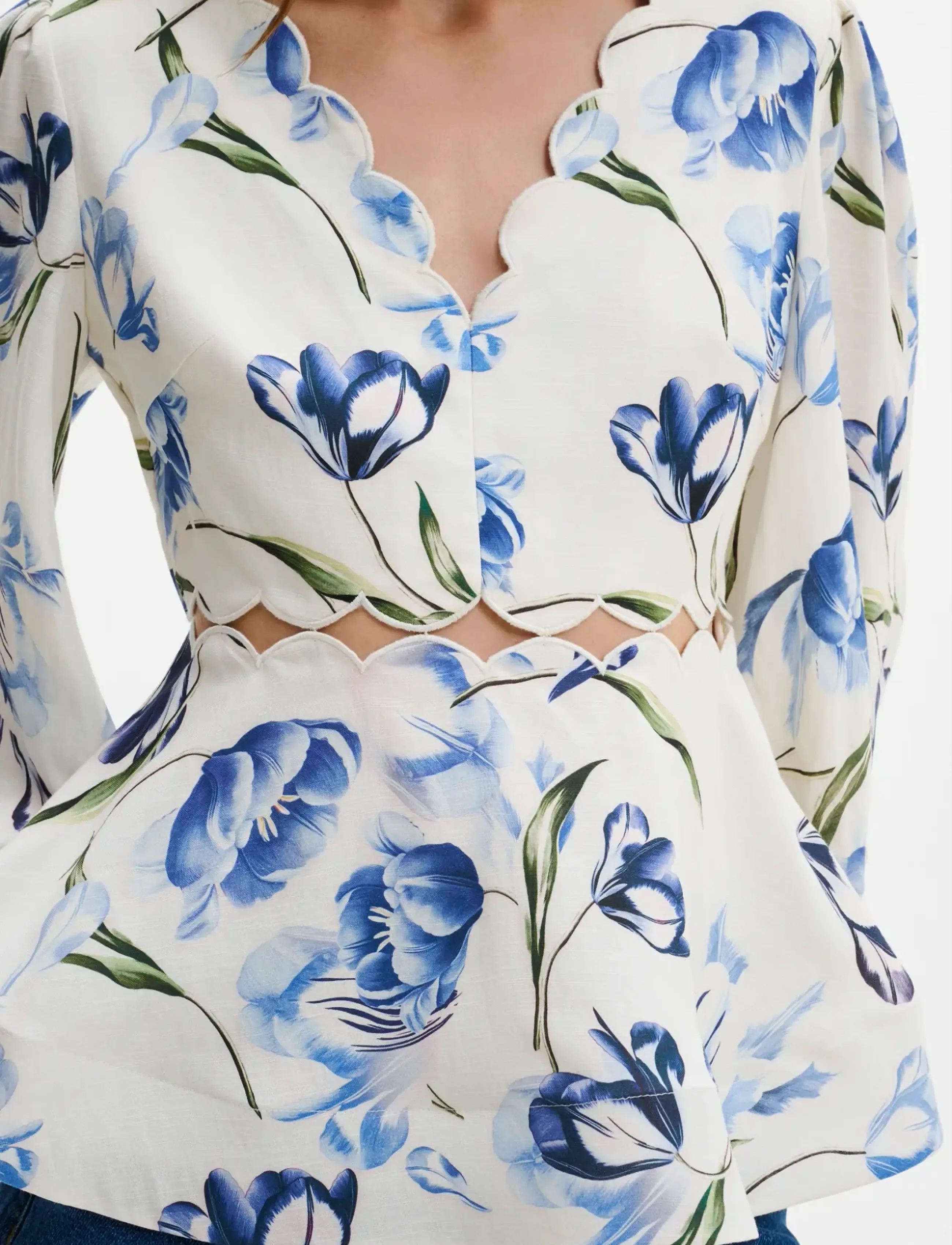 MALINA Maya Scalloped Balloon Sleeve Blouse blusar dam – bild 3