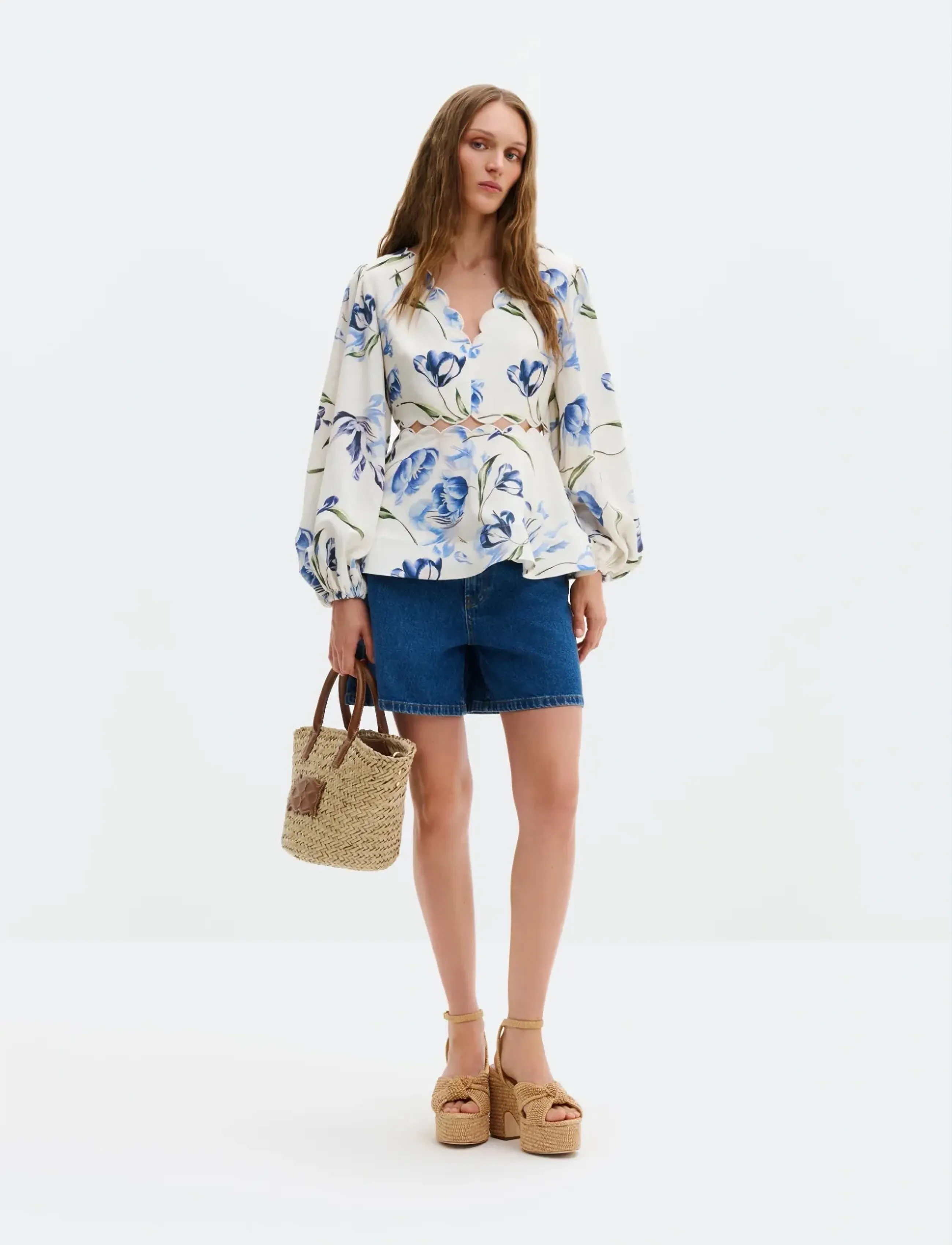 MALINA Maya Scalloped Balloon Sleeve Blouse blusar dam – bild 4