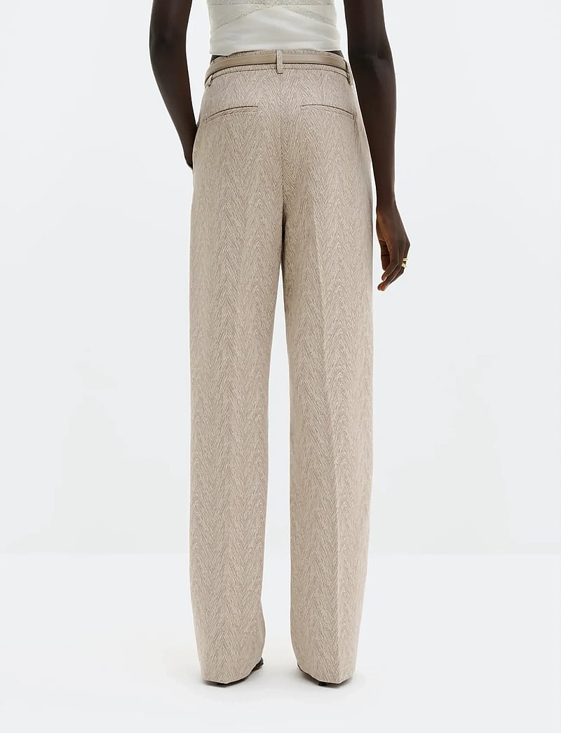 Malina - Nour Straight Jacquard Pants - pantalons droits - fishbone taupe - 2