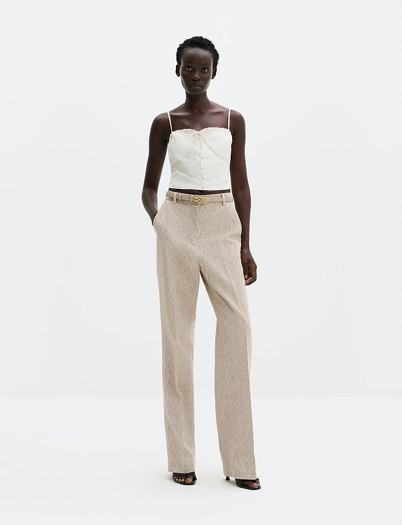 Malina - Nour Straight Jacquard Pants - pantalons droits - fishbone taupe - 4