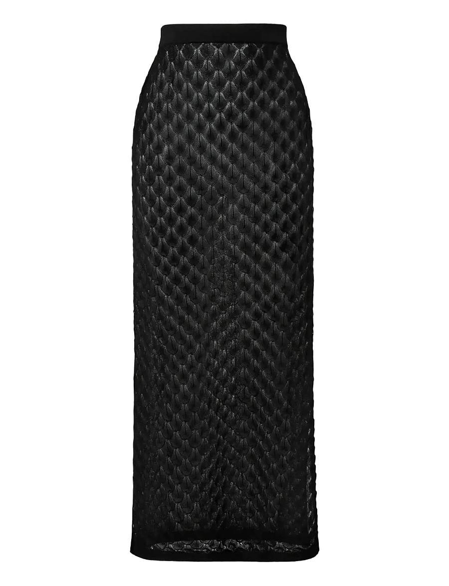 Malina - Fannie Pointelle Knitted Maxi Skirt - lange rokken - black - 1