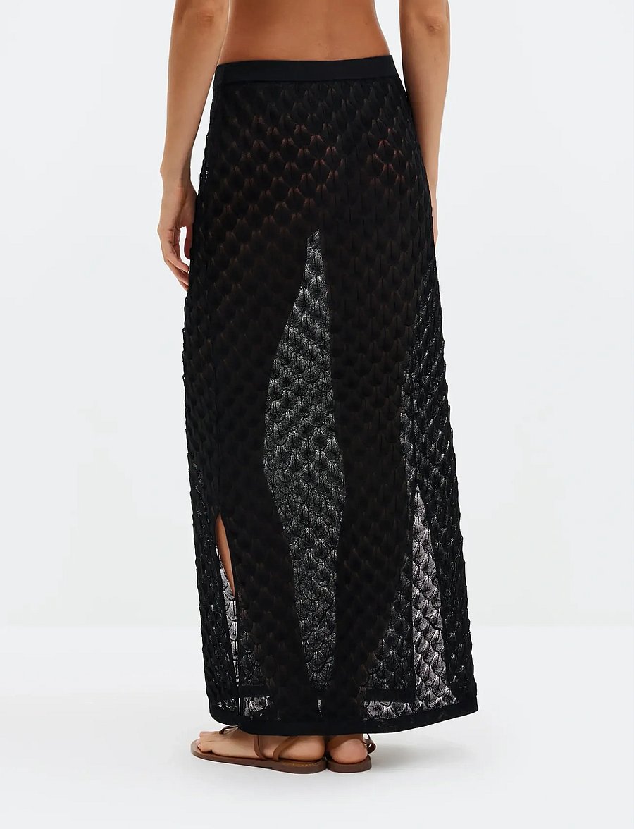 Malina - Fannie Pointelle Knitted Maxi Skirt - lange rokken - black - 2
