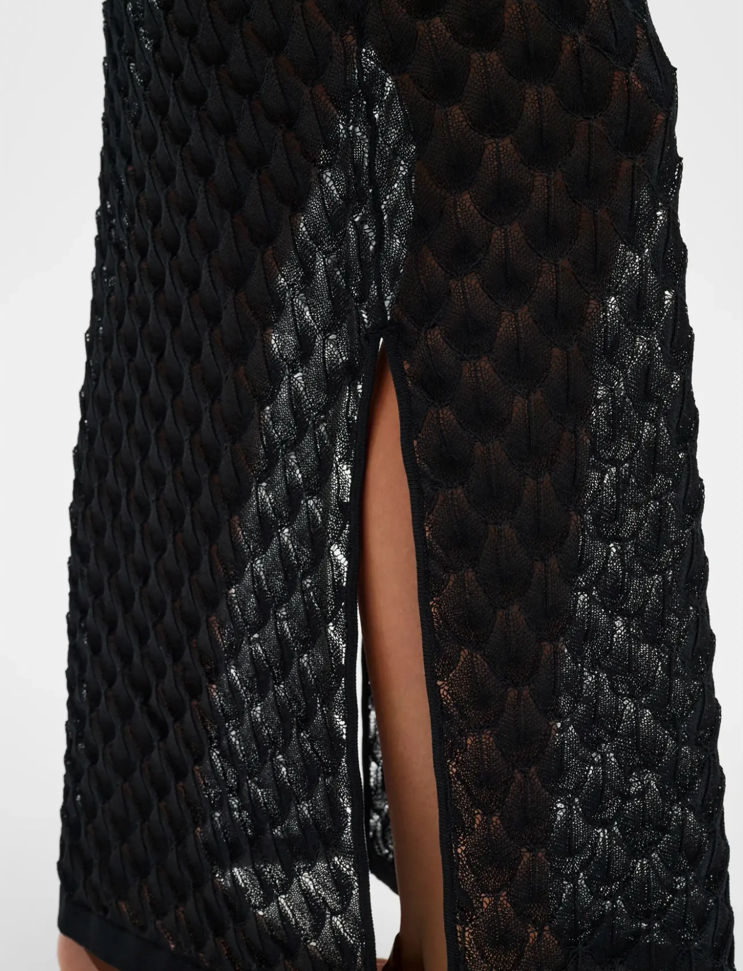 Malina - Fannie Pointelle Knitted Maxi Skirt - maxi nederdele - black - 3