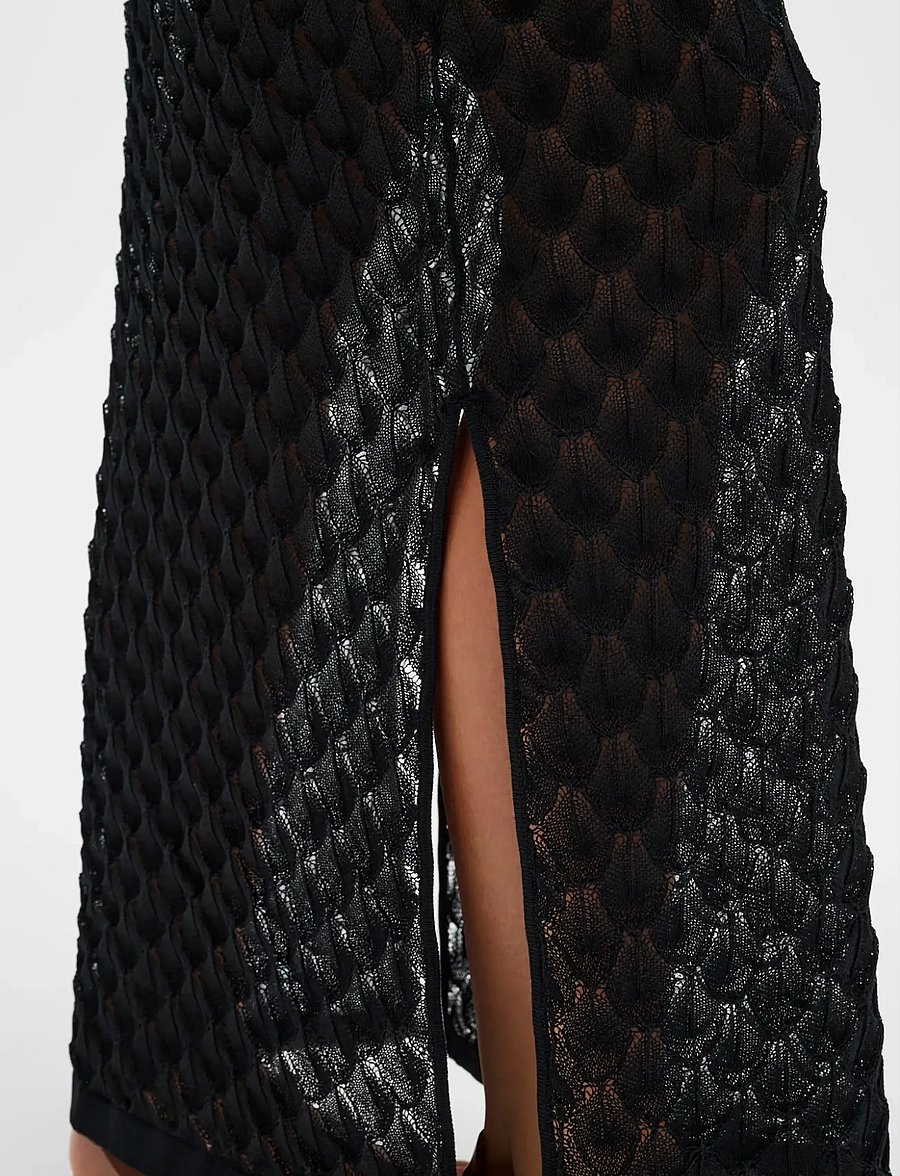 Malina - Fannie Pointelle Knitted Maxi Skirt - lange rokken - black - 3