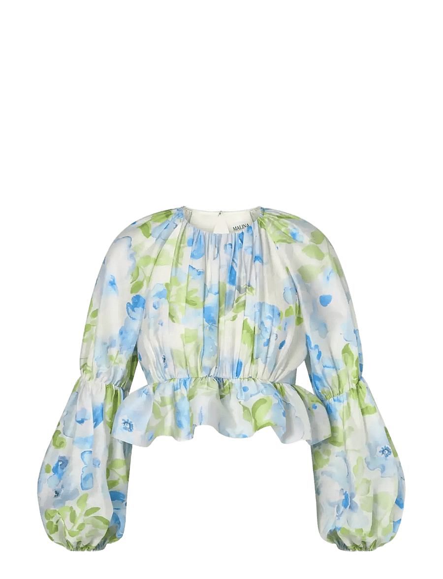 Malina - Elliana Ruffled Long Sleeve Blouse - langärmelige blusen - pastel floral vanilla - 1