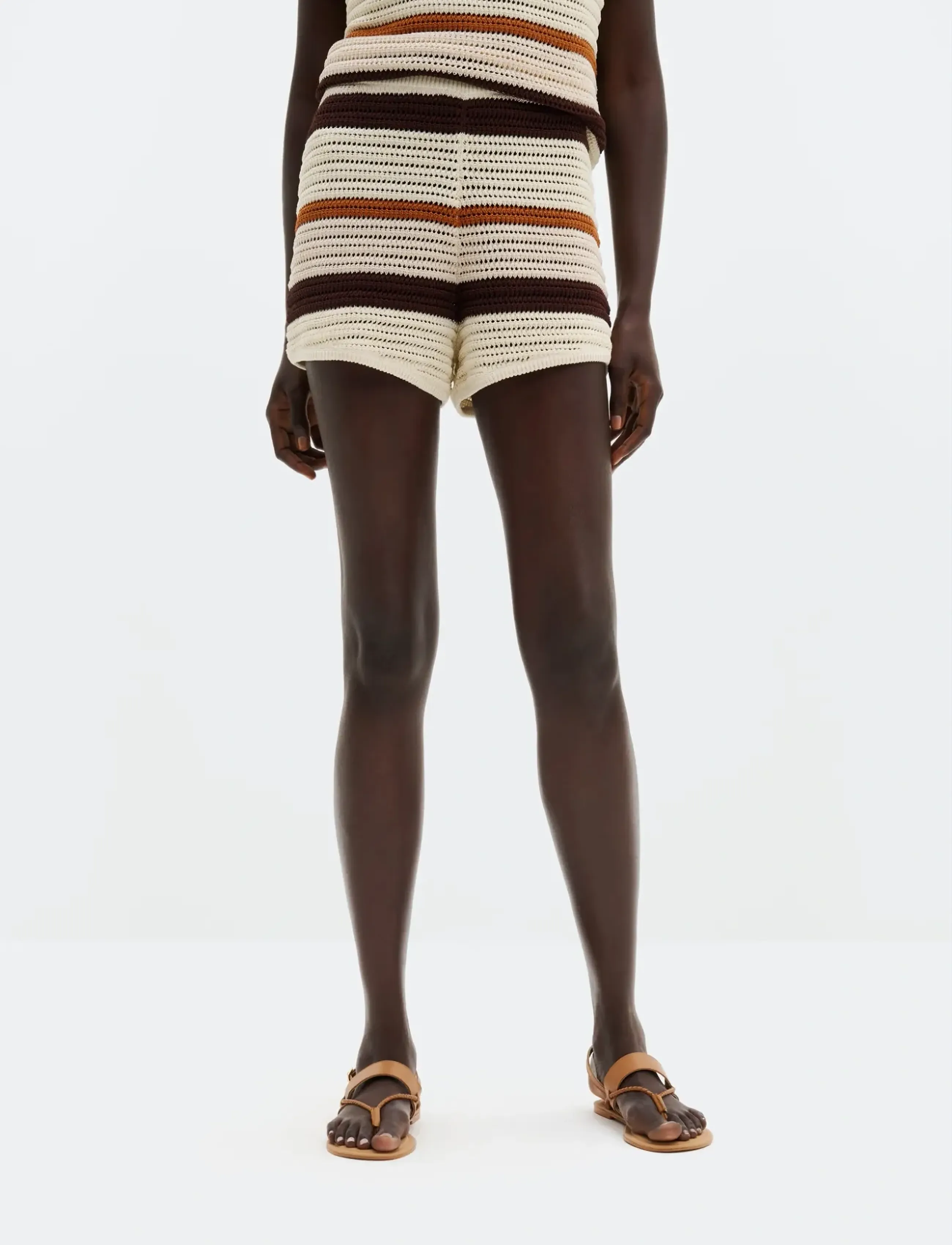 Malina Lenita Multi Colored Knitted Mini Shorts - Malina - MULTI RUST / cream