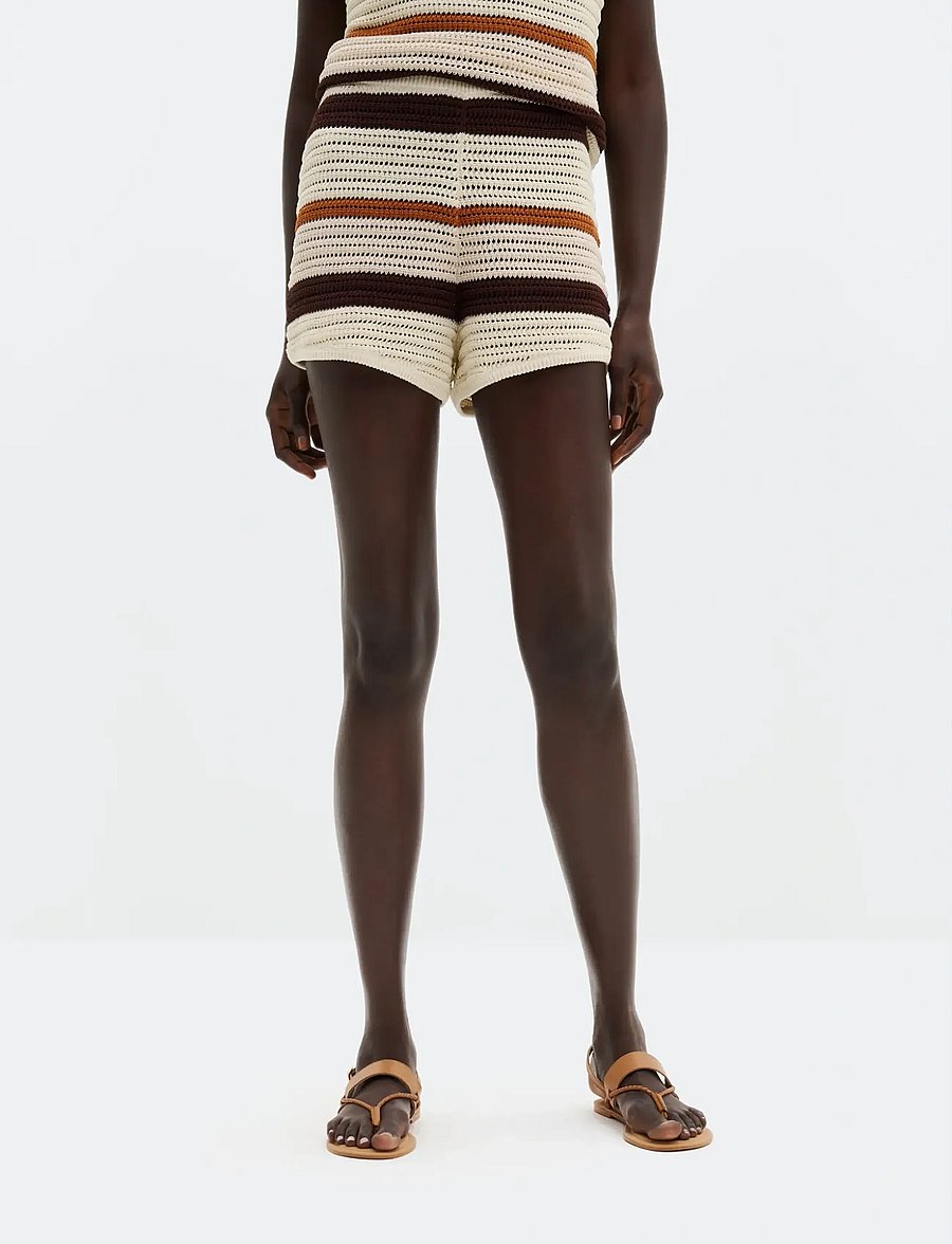 Malina - Lenita Multi Colored Knitted Mini Shorts - vabaaja lühikesed püksid - multi rust - 0