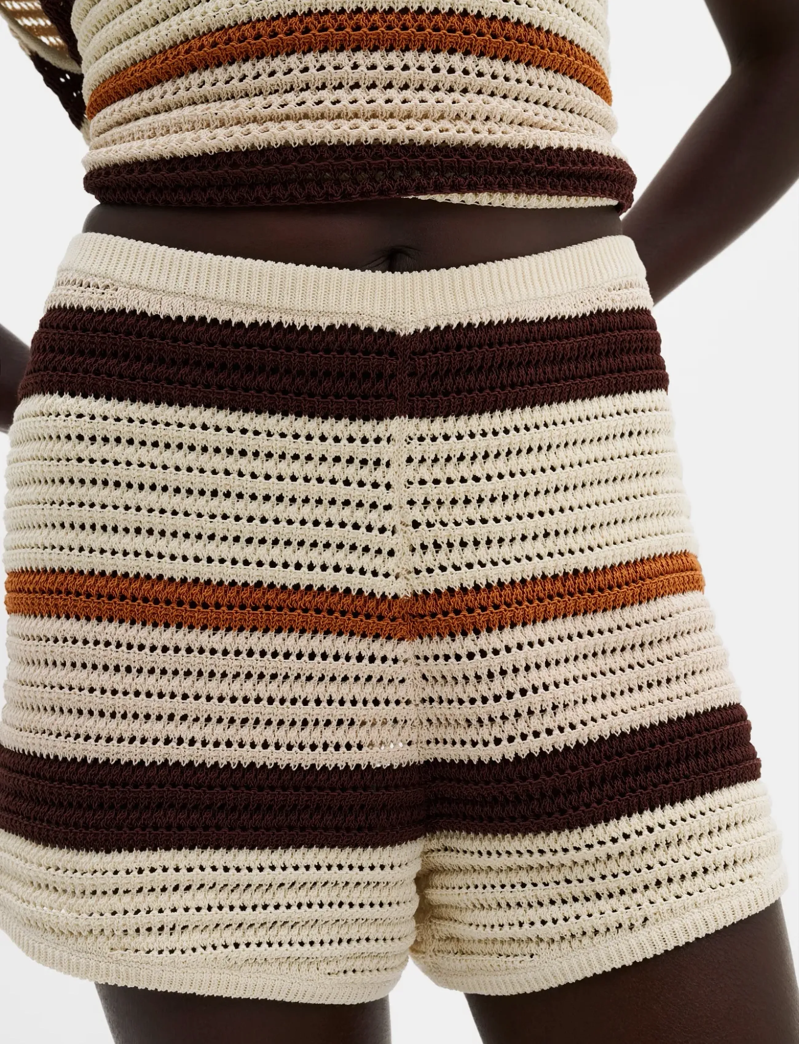 Malina - Lenita Multi Colored Knitted Mini Shorts - casual shorts - multi rust - 3