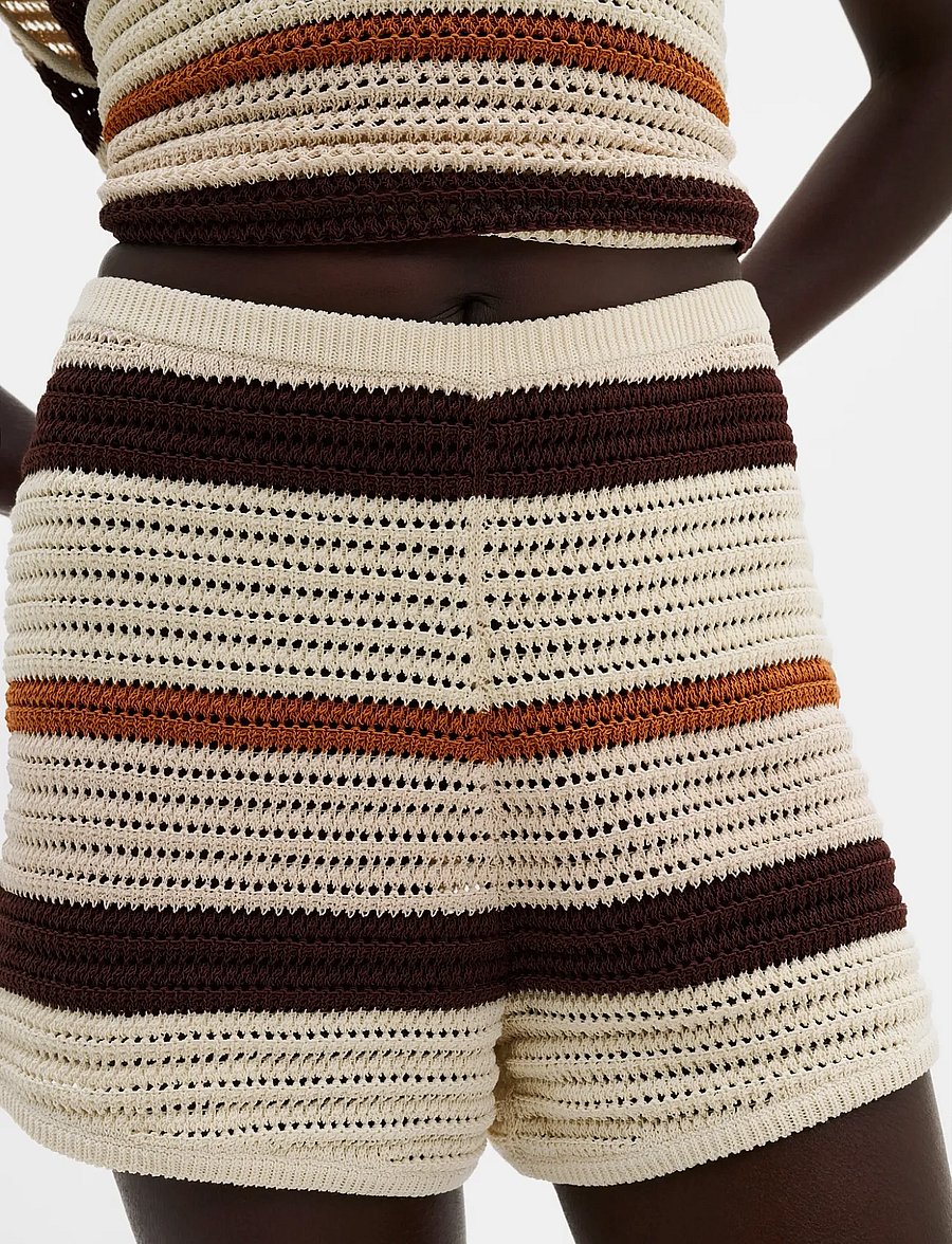 Malina - Lenita Multi Colored Knitted Mini Shorts - vabaaja lühikesed püksid - multi rust - 3