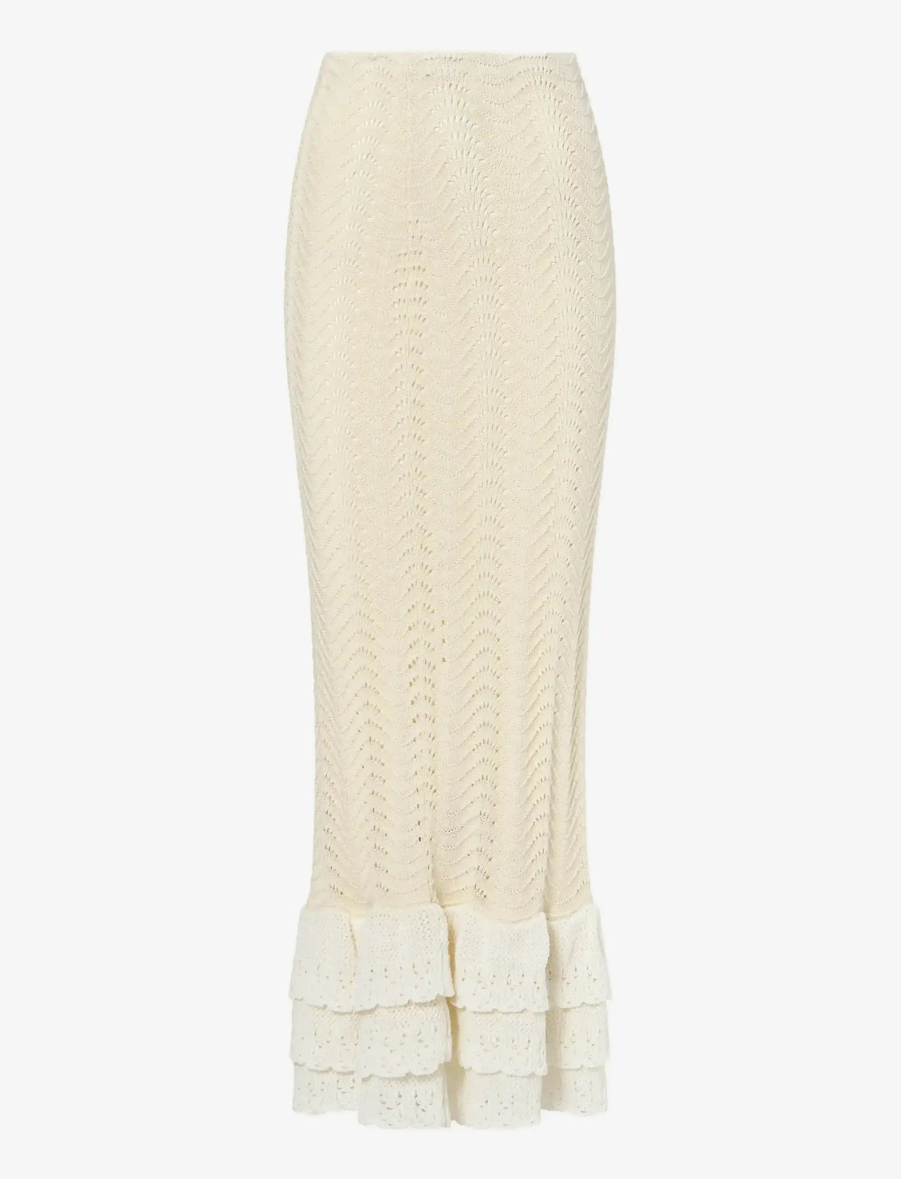 Malina - Zenna Crochet Trimmed Knitted Maxi Skirt - maksiseelikud - vanilla - 1