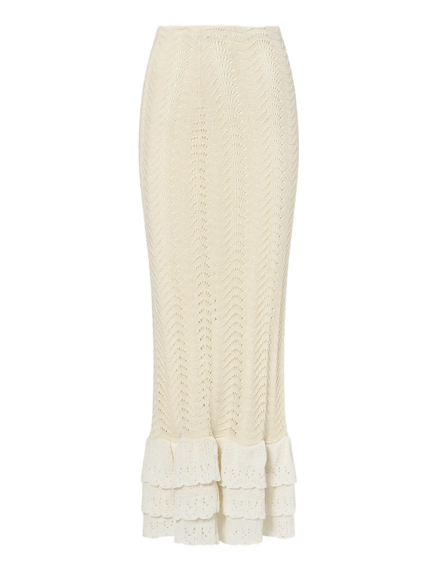 Malina - Zenna Crochet Trimmed Knitted Maxi Skirt - maxi skirts - vanilla - 1