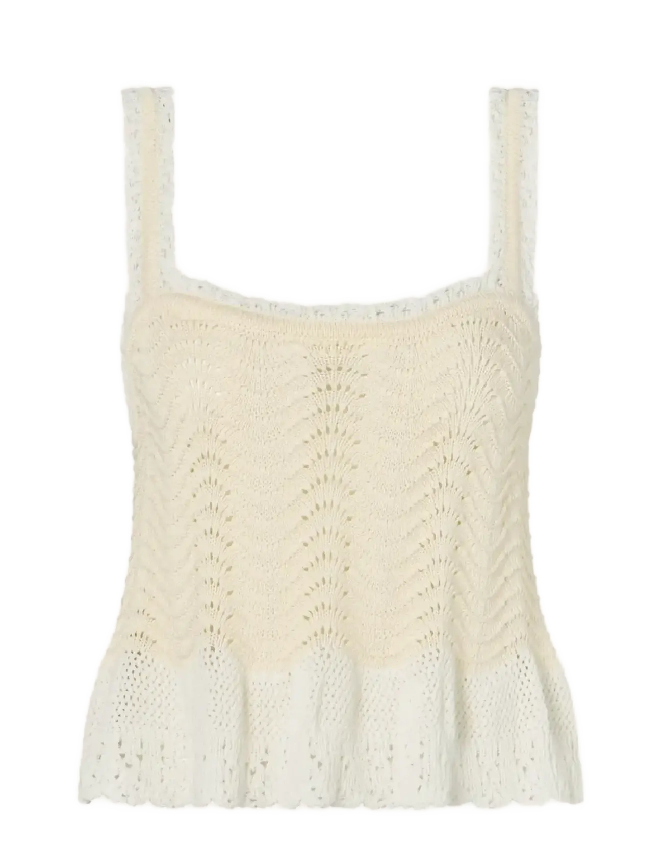 Malina Evelynn Crochet Trimmed Knitted Top - Kläder - VANILLA / cream