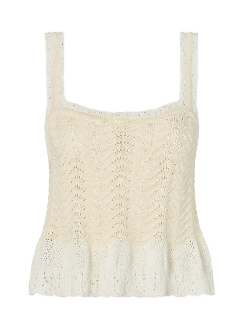 Malina - Evelynn Crochet Trimmed Knitted Top - Ärmellose tops - vanilla - 1
