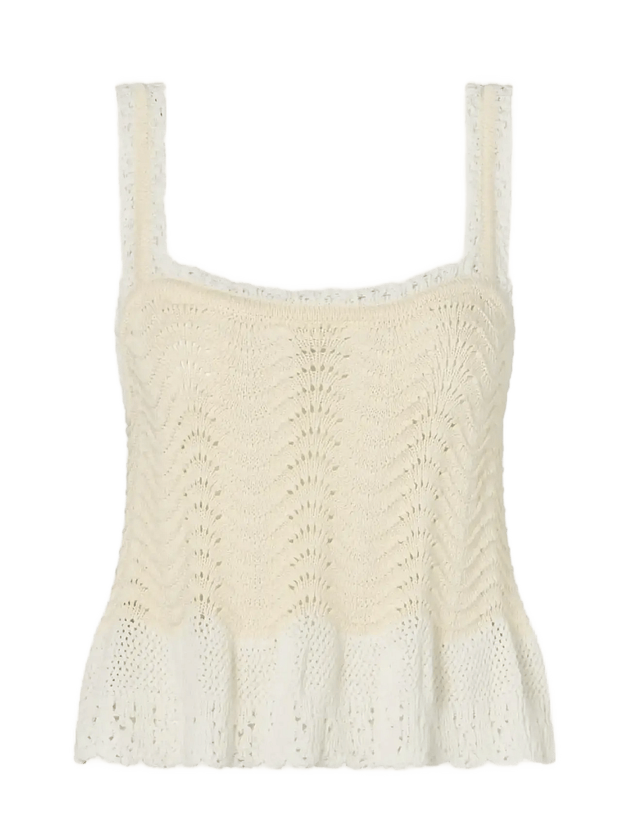 Malina - Evelynn Crochet Trimmed Knitted Top - tops zonder mouwen - vanilla - 1