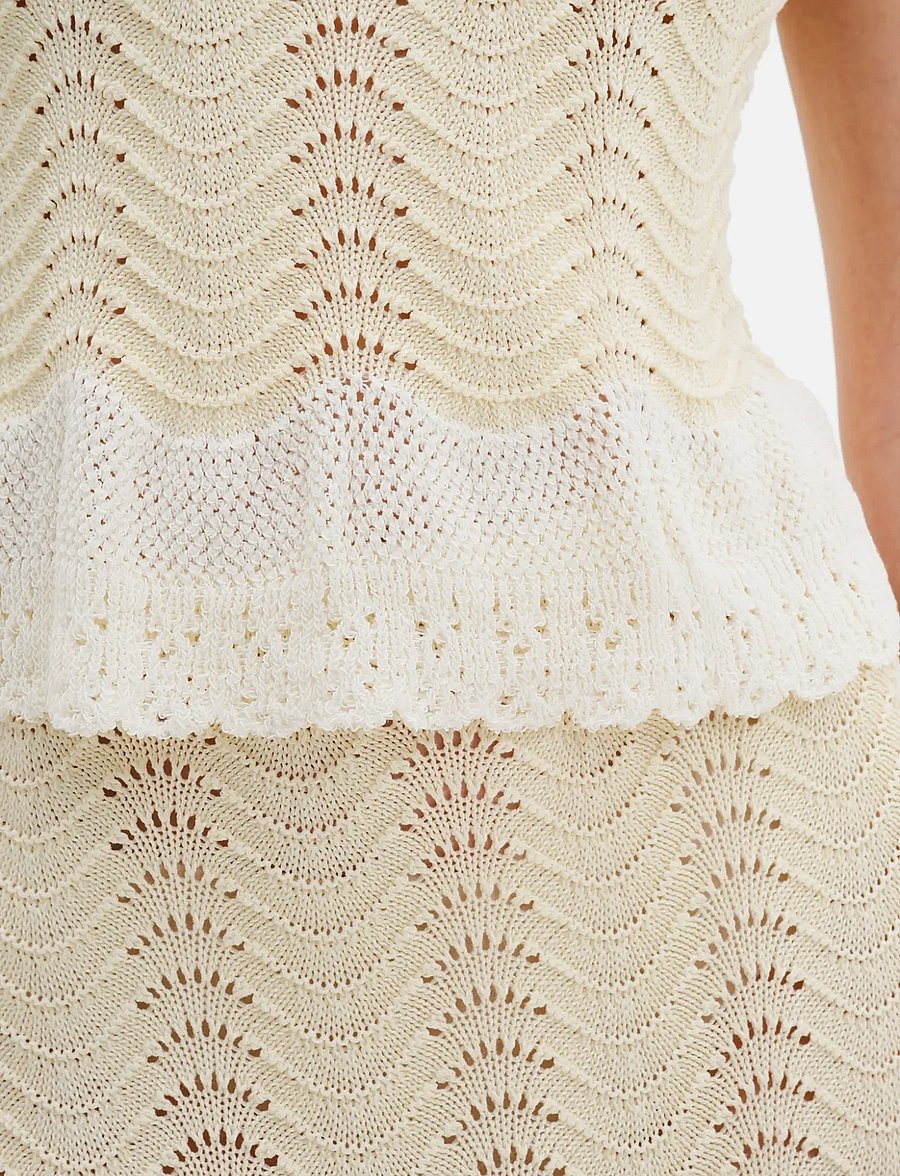 Malina - Evelynn Crochet Trimmed Knitted Top - tops zonder mouwen - vanilla - 3