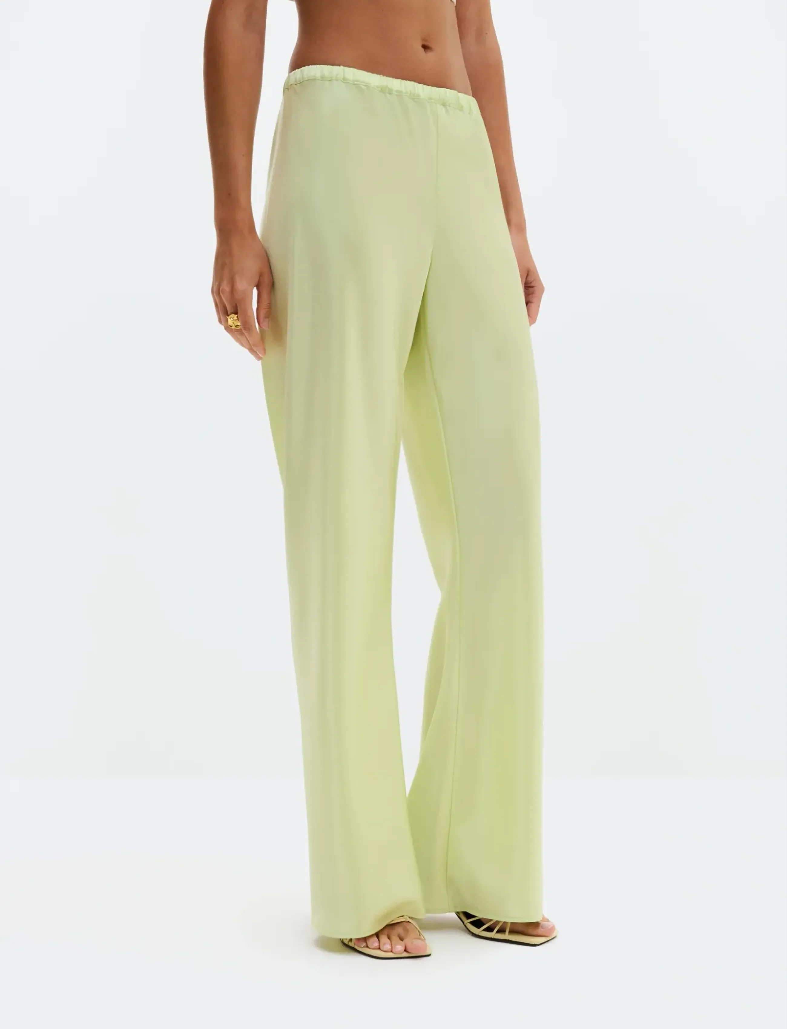 Malina Tina Bias Cut Satin Pants - Straight leg hosen - PISTACHIO / green