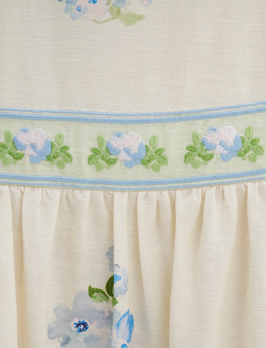 Malina - Stefania Tie Strap Embroidered Midi Dress - sommerkjoler - pastel floral vanilla - 3