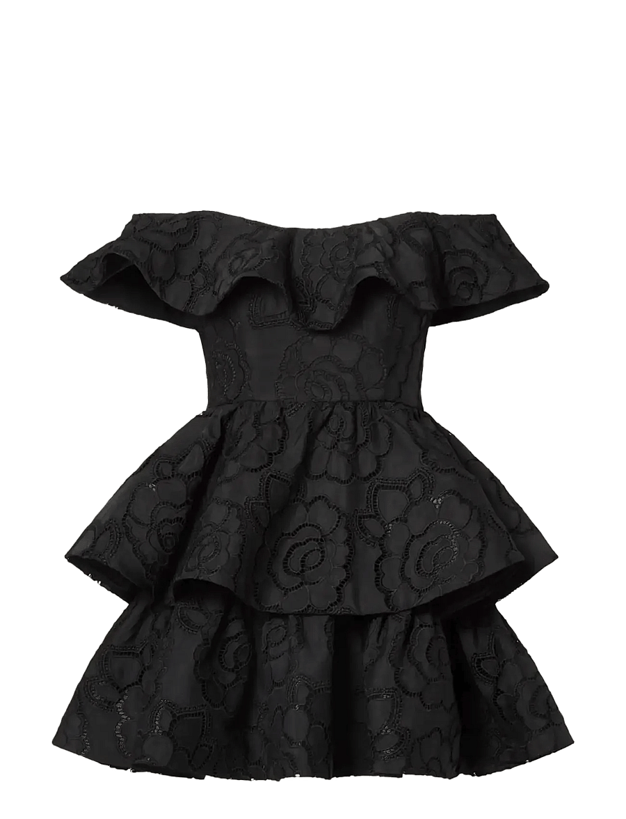 Malina - Tracy Off Shoulder Lace Mini Dress - korta klänningar - black - 1