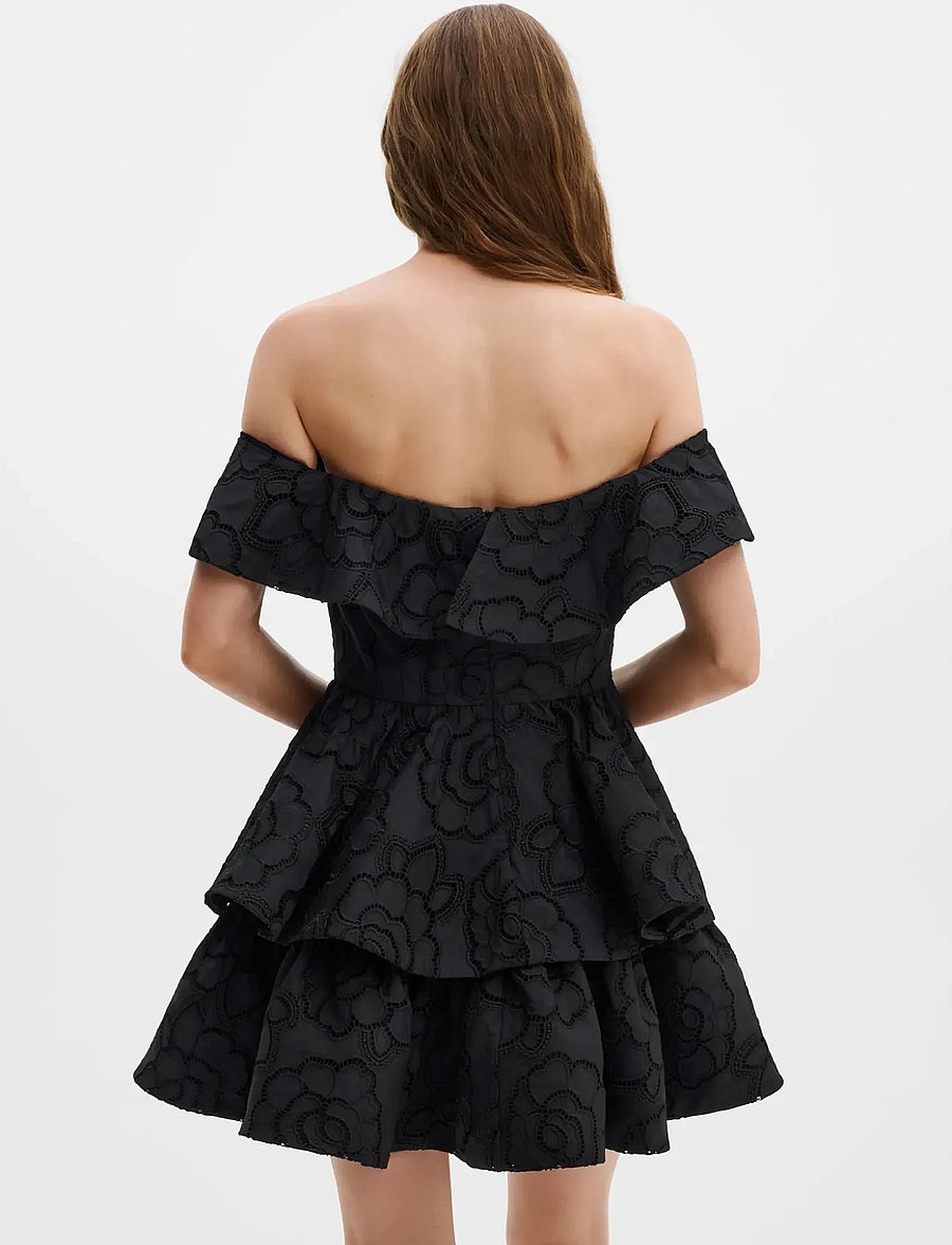 Malina - Tracy Off Shoulder Lace Mini Dress - korta klänningar - black - 2