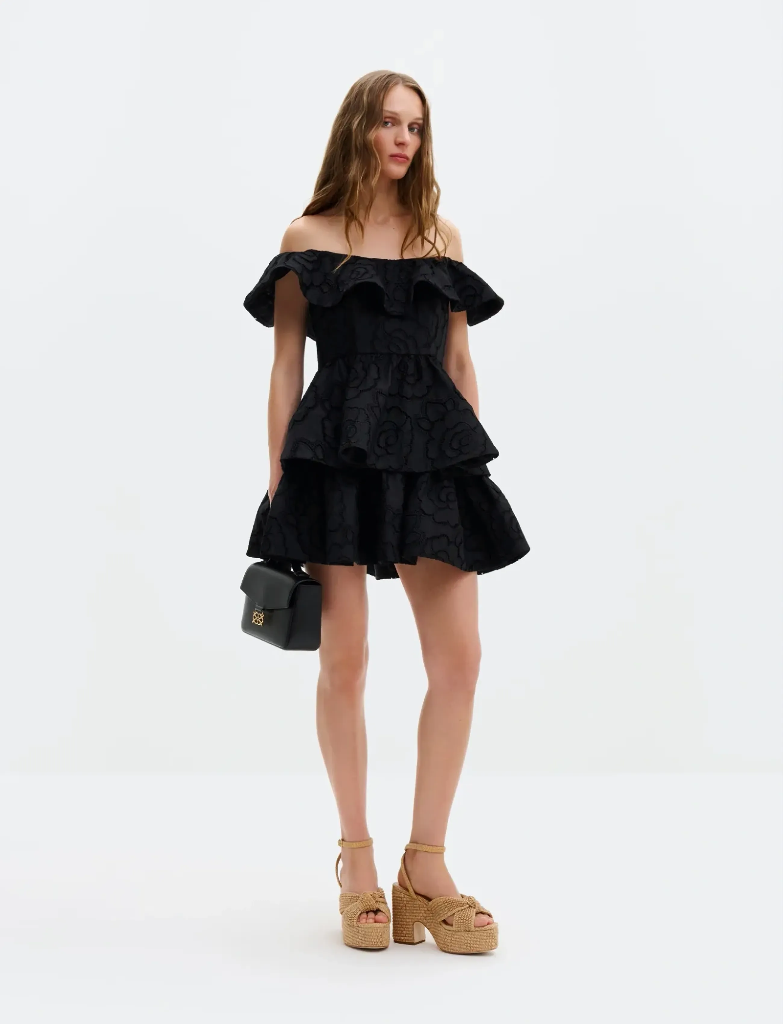 Malina - Tracy Off Shoulder Lace Mini Dress - kurze kleider - black - 4
