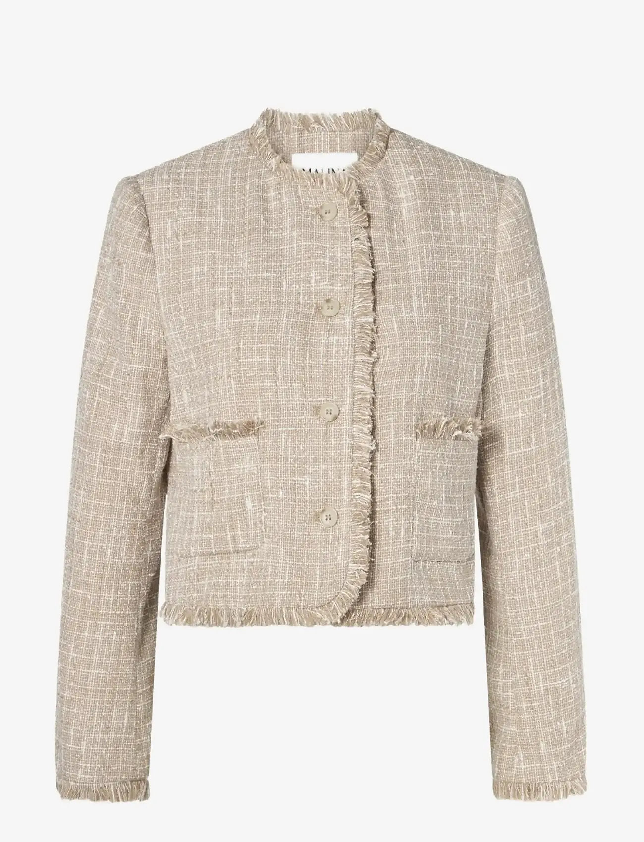 Malina - Fia Fringe Trimmed Boucle Jacket - frühlingsjacken - boucle beige - 1