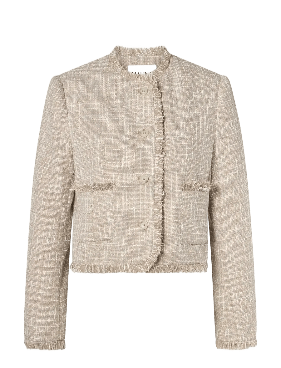Malina - Fia Fringe Trimmed Boucle Jacket - Õhukesed jakid - boucle beige - 1