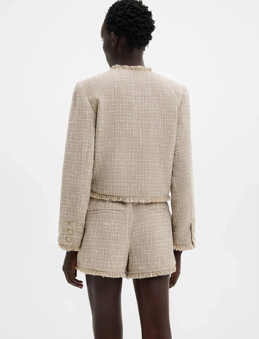 Malina - Fia Fringe Trimmed Boucle Jacket - Õhukesed jakid - boucle beige - 2