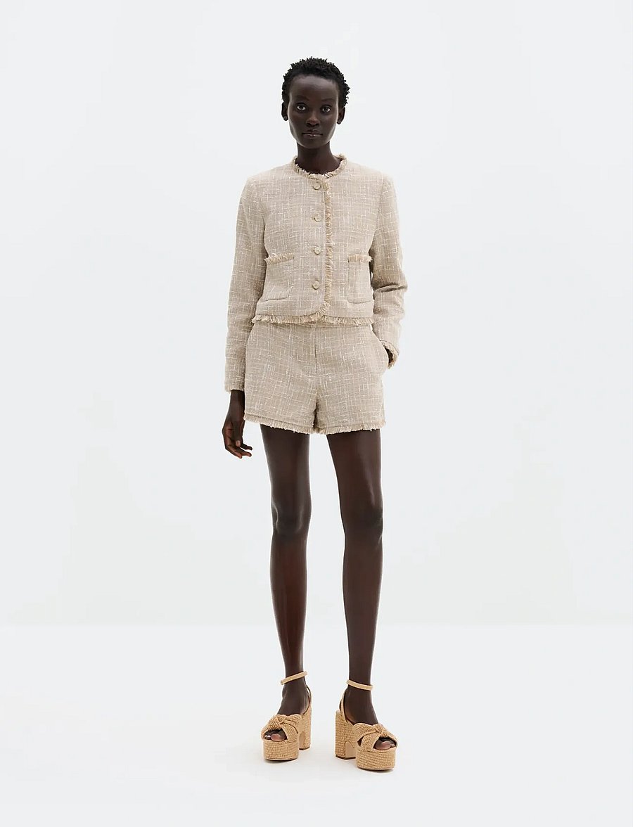 Malina - Fia Fringe Trimmed Boucle Jacket - Õhukesed jakid - boucle beige - 3